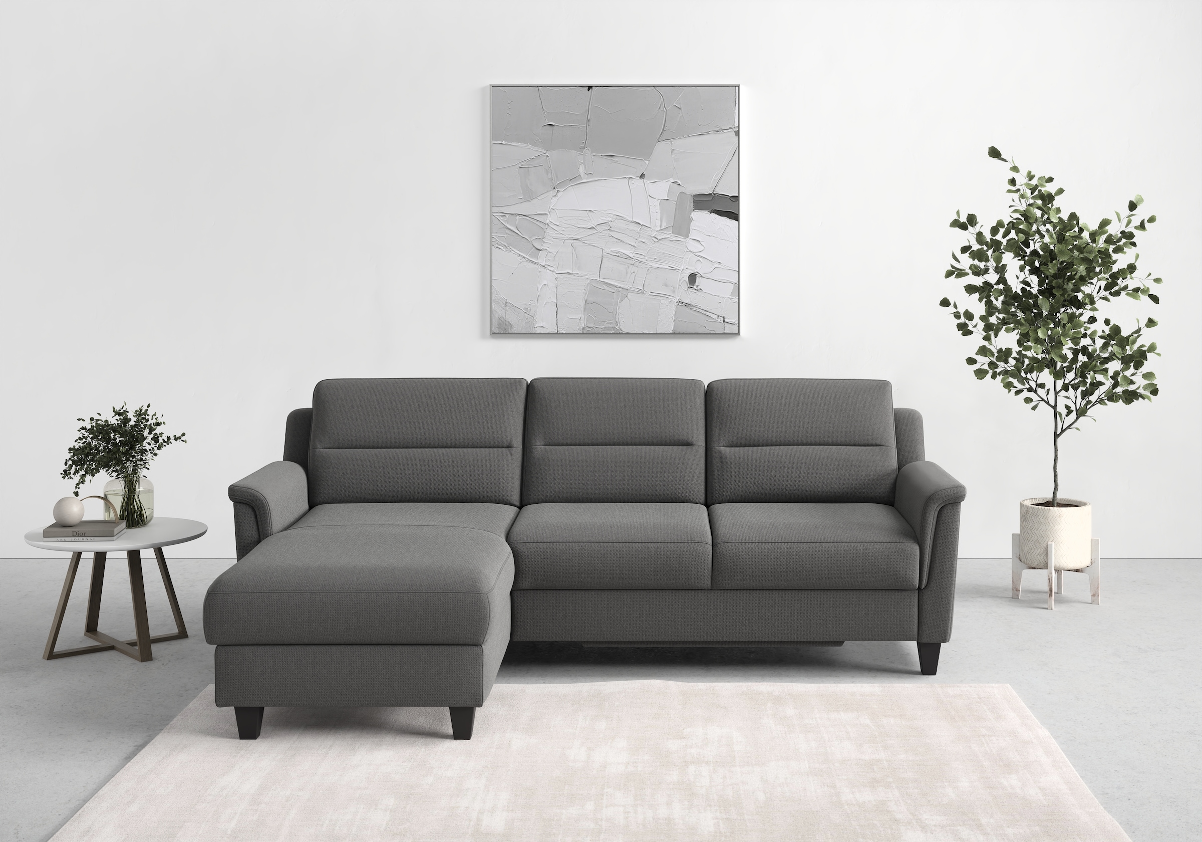 sit&more Ecksofa »Farö L-Form«, inklusive Federkern, wahlweise mit Bettfunktion und Bettkasten