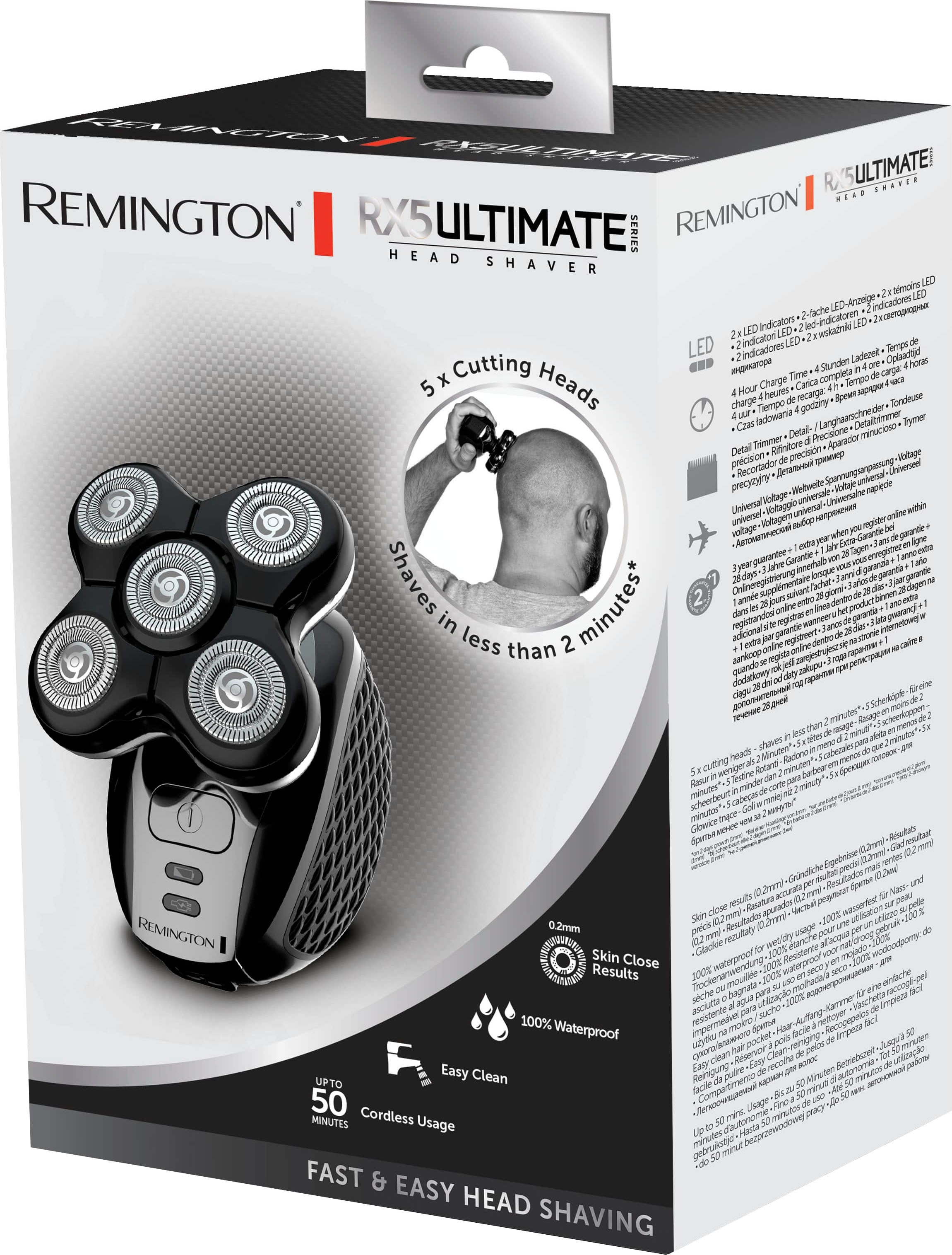 Remington Glatzen-Rasierer »Ultimate Series RX5, XR1500 -«, 1 Aufsätze, für  Nass-& Trockenrasur, 100 % wasserdicht, akkubetrieben-50 Min. mit 3 Jahren  XXL Garantie
