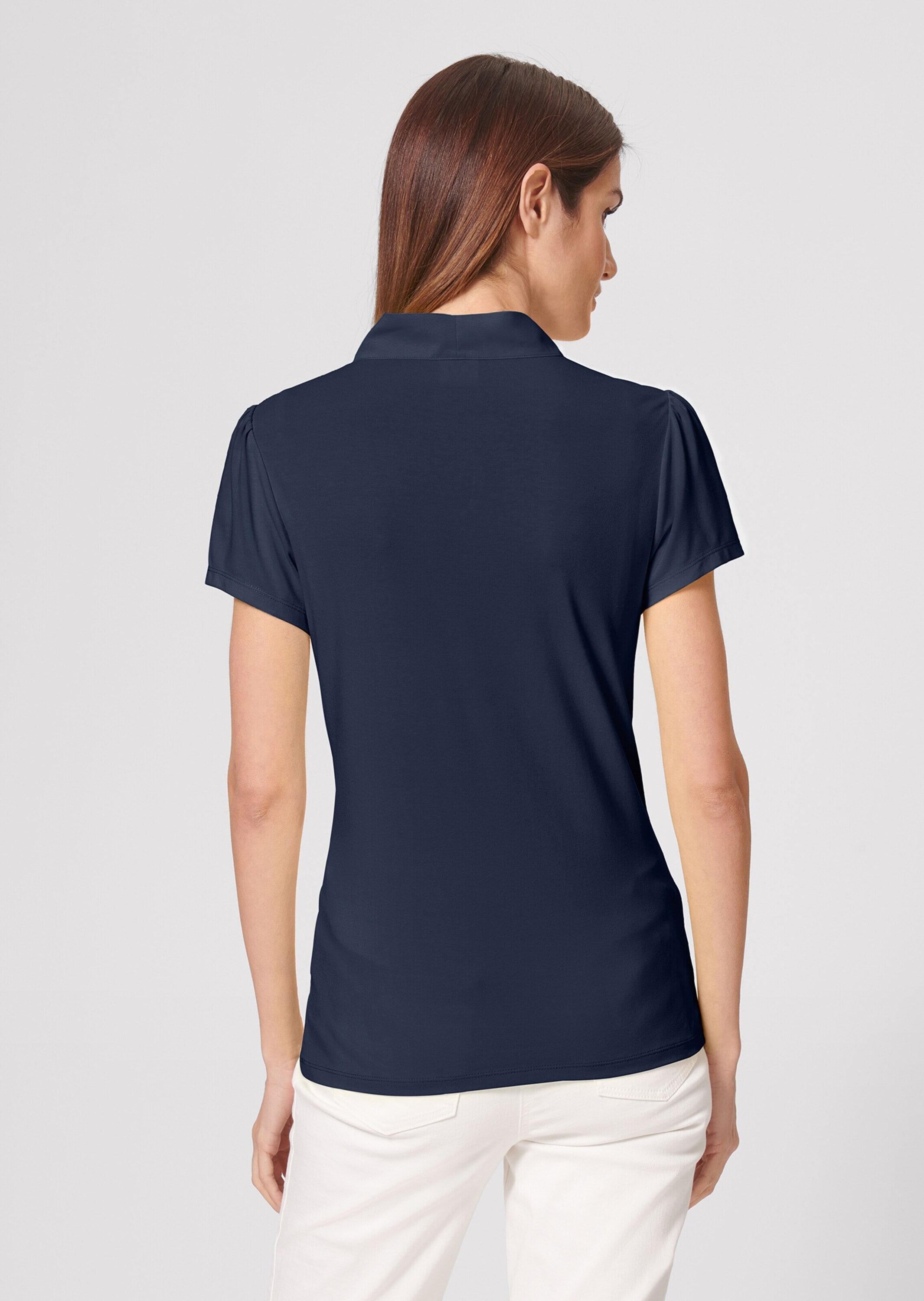 MADELEINE Kurzarmshirt »Blusenshirt Kurzarmoberteil mit Schluppe« Glanzbänder die zur Schluppe gebunden werden