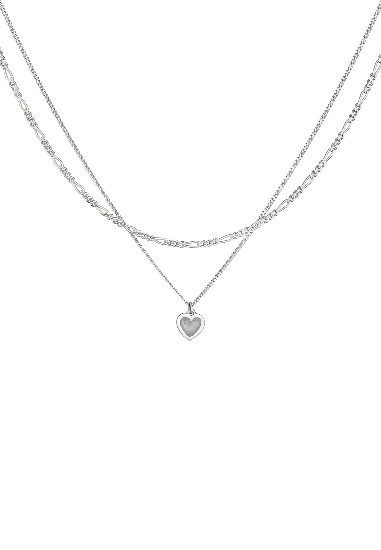 Elli Silberkette »Halskette Layer Herz Figaro 2-lagig 925 Silber«