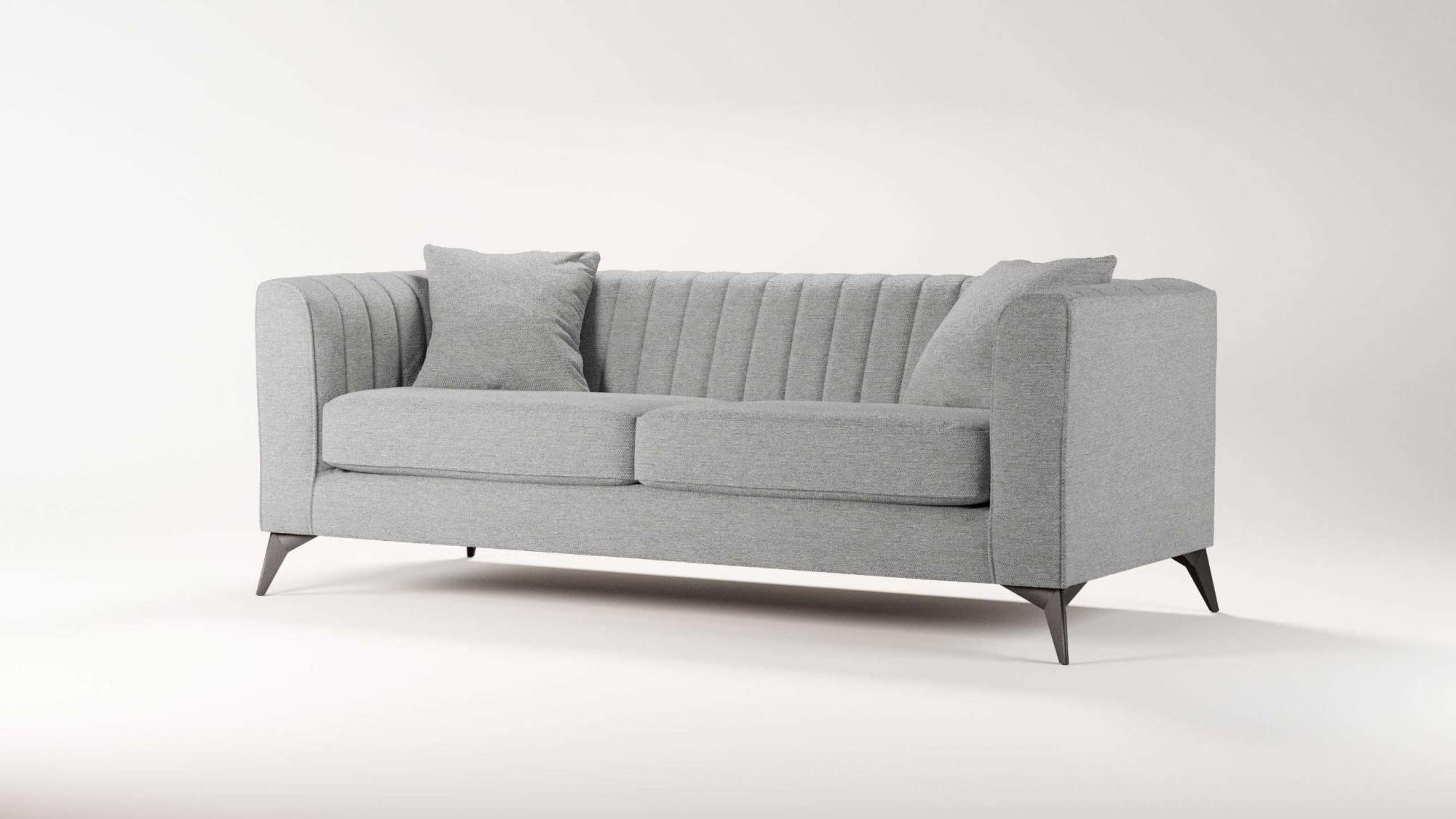 Places of Style 3-Sitzer »MATTHEW elegantes Designsofa, Maße B/T/H: 201/86/74 cm«, feine Steppung im Rückenbereich, lose Sitzkissen, incl. Zierkissen