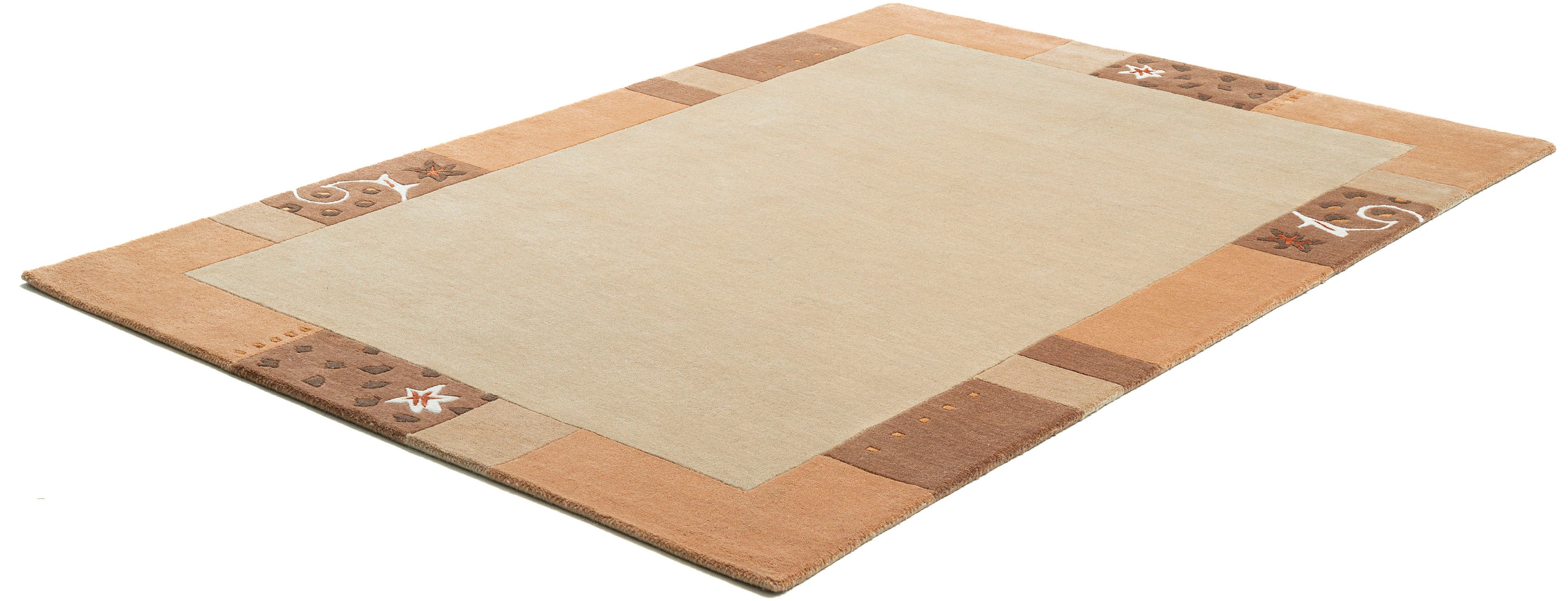 THEKO Wollteppich »Royal Ganges« rechteckig 13 mm Höhe 95% Wolle, mit Bordüre, ideal im Wohnzimmer & Schlafzimmer