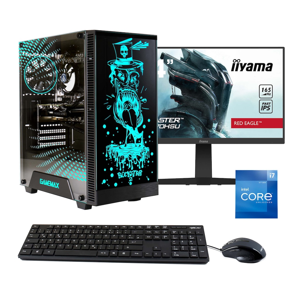 Hyrican Gaming-PC-Komplettsystem »Rockstar SET02301«, Windows 11, Intel Core i7 12700F, inklusive 23,8" Monitor iiyama GB2470HSU-B1