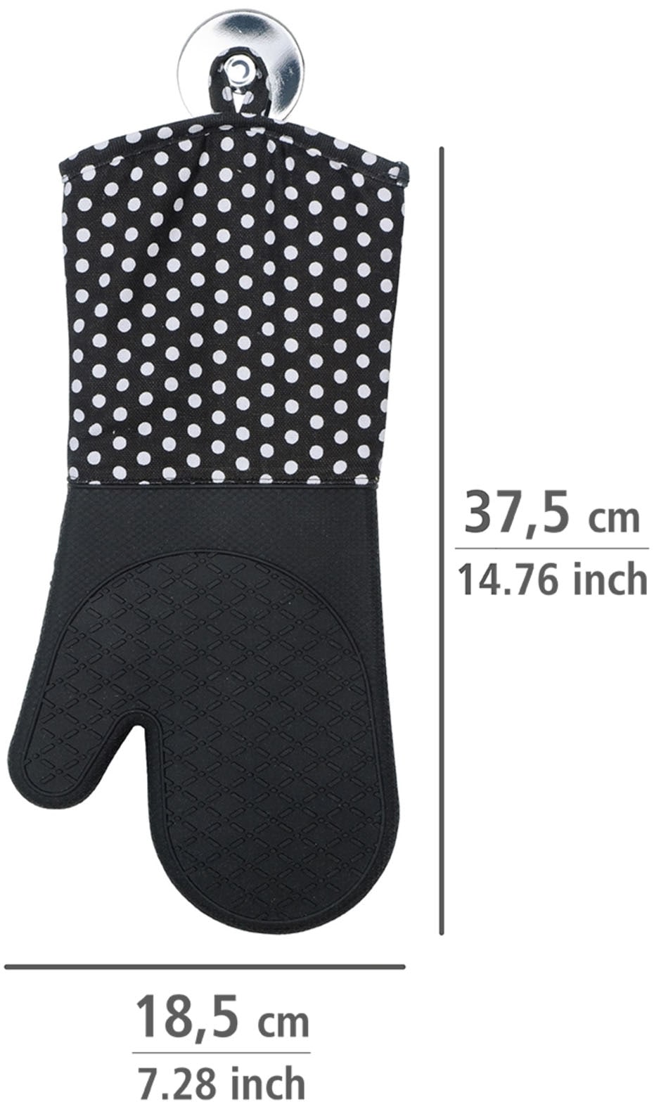 WENKO Topfhandschuhe »Modell Silikon«, (Set, 2 tlg.), Ofen- und Grillhandschuhe, Hitzeschutz, Baumwollinnenseite, 1 Paar