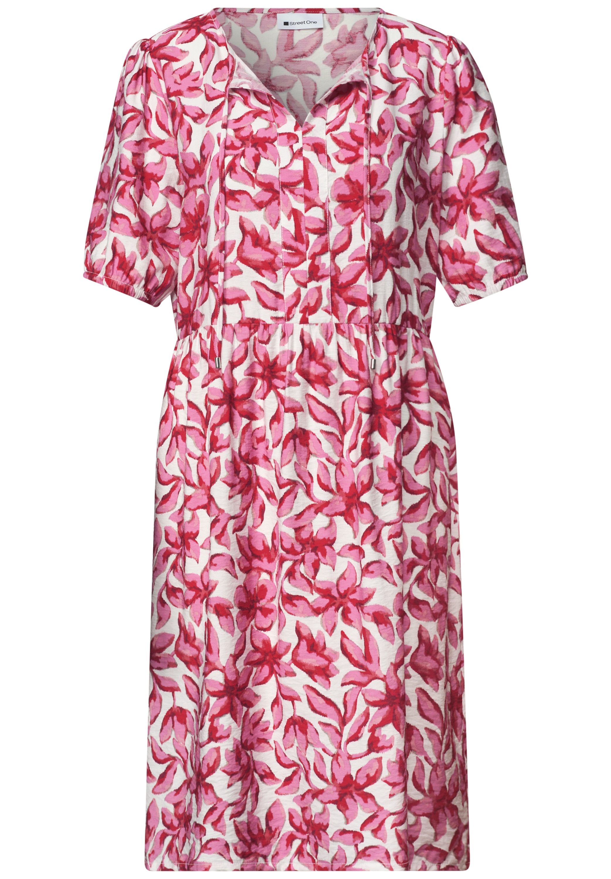STREET ONE Druckkleid Ohne Taschen Sommerrock mit Split Neck und Print