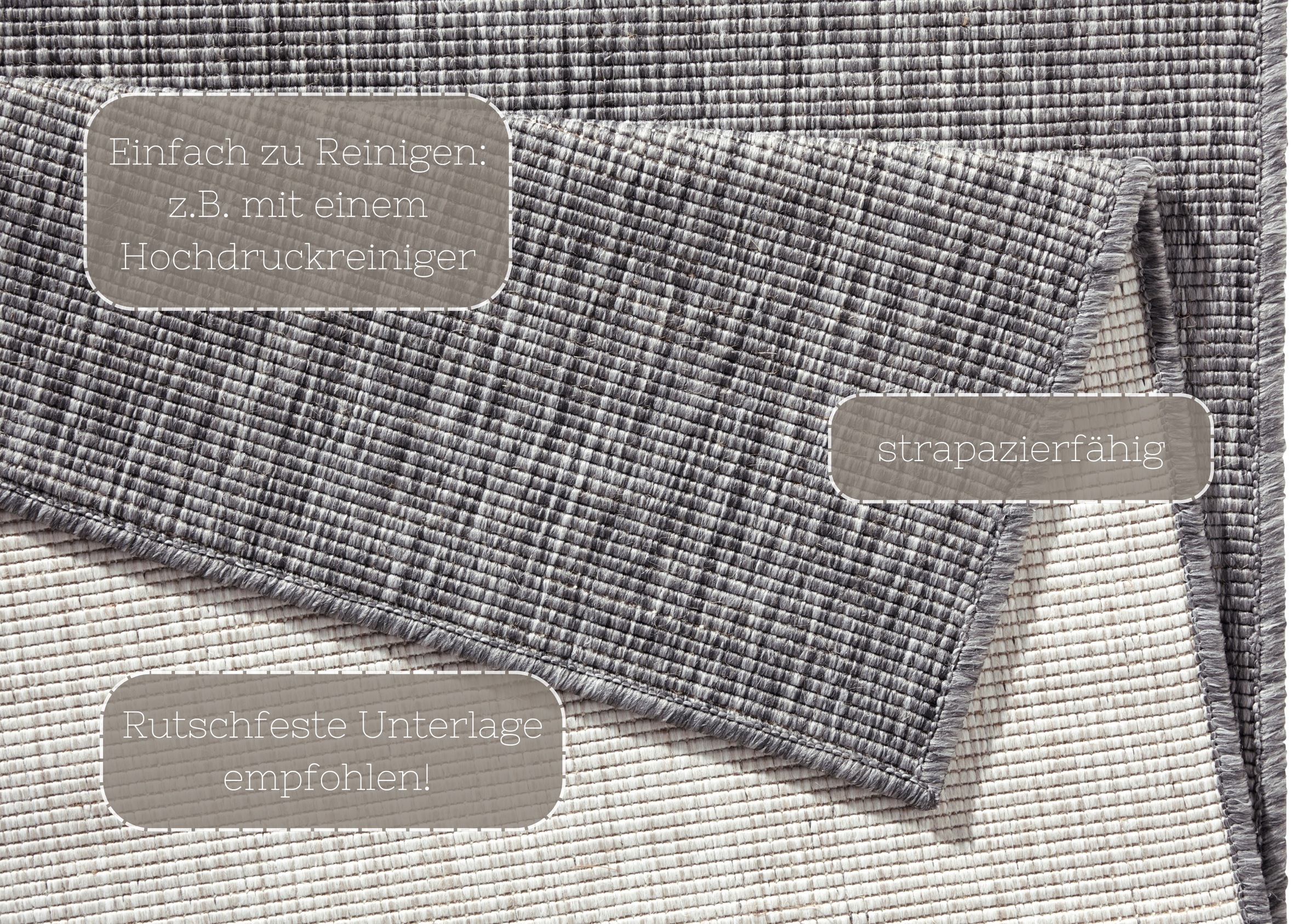 NORTHRUGS Teppich »Miami Wendeteppich«, rechteckig, 5 mm Höhe, In-& Outdoor, Wetterfest, Balkon, Läufer, Wohnzimmer, Wasserfest