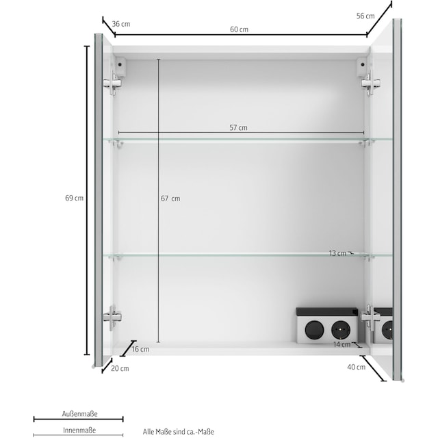 MARLIN Spiegelschrank »3980«, mit doppelseitig verspiegelten Türen,  vormontiert mit 3 Jahren XXL Garantie