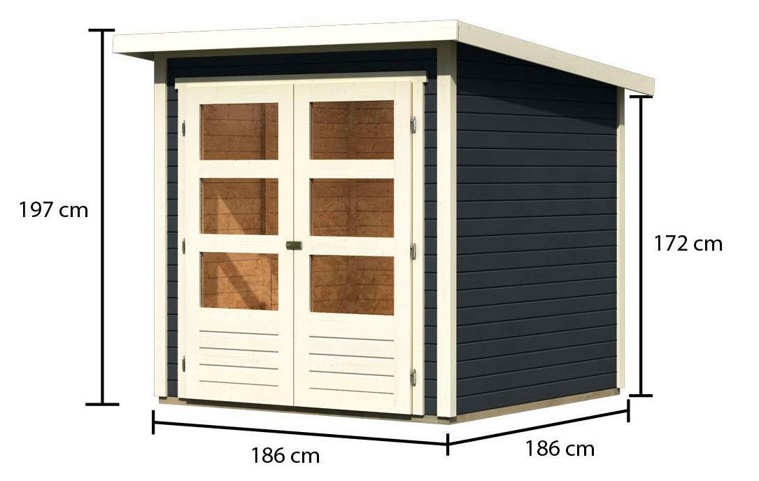 Karibu Gartenhaus »Stockach 2«, (Set), anthrazit, naturbelassen oder terragrau