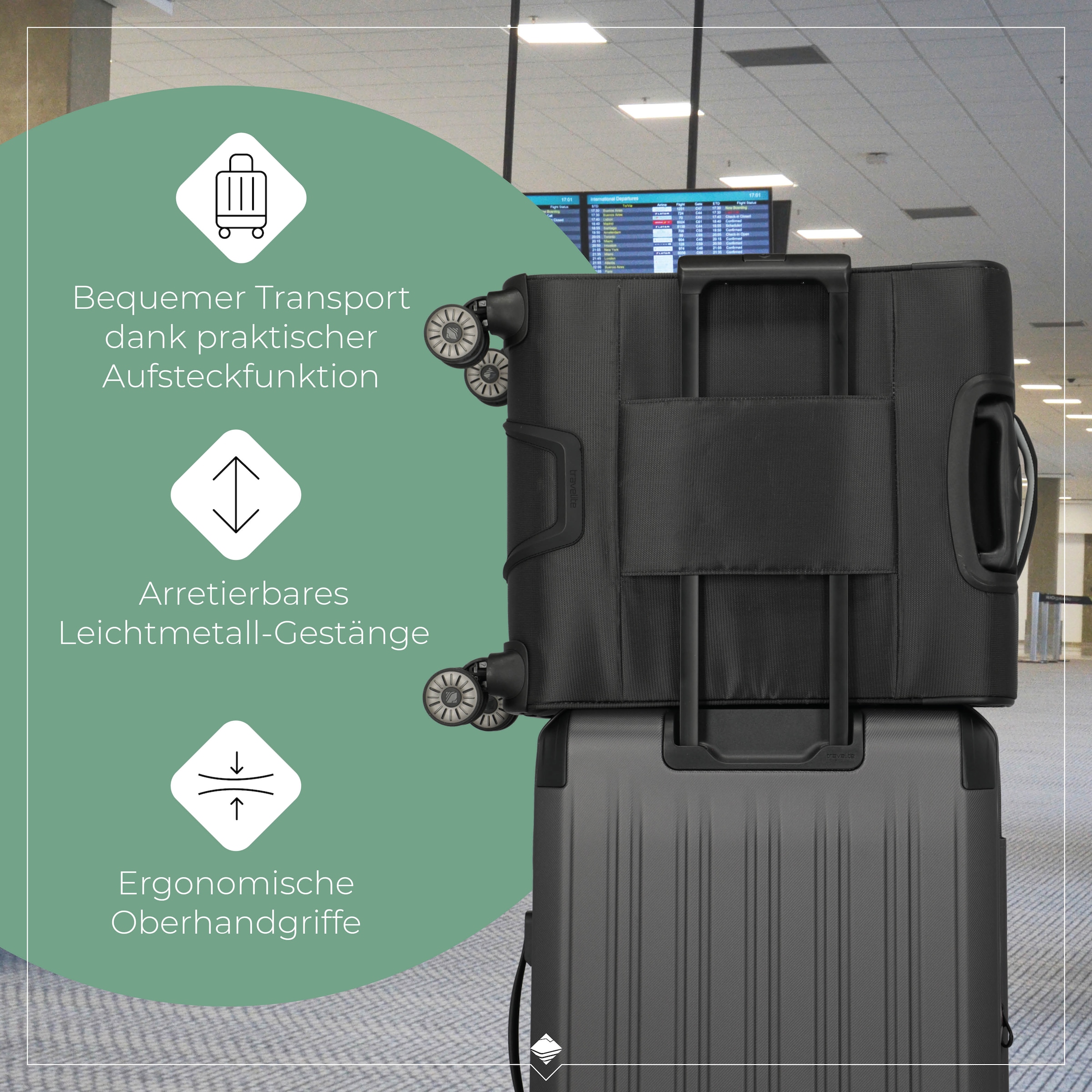 travelite Handgepäck-Trolley »JETPACK Max 4 Cabin Handgepäck Koffer« 41 l 4 Rollen Weichgepäck, passend für Ryanair, Condor und viele gängige Airlines