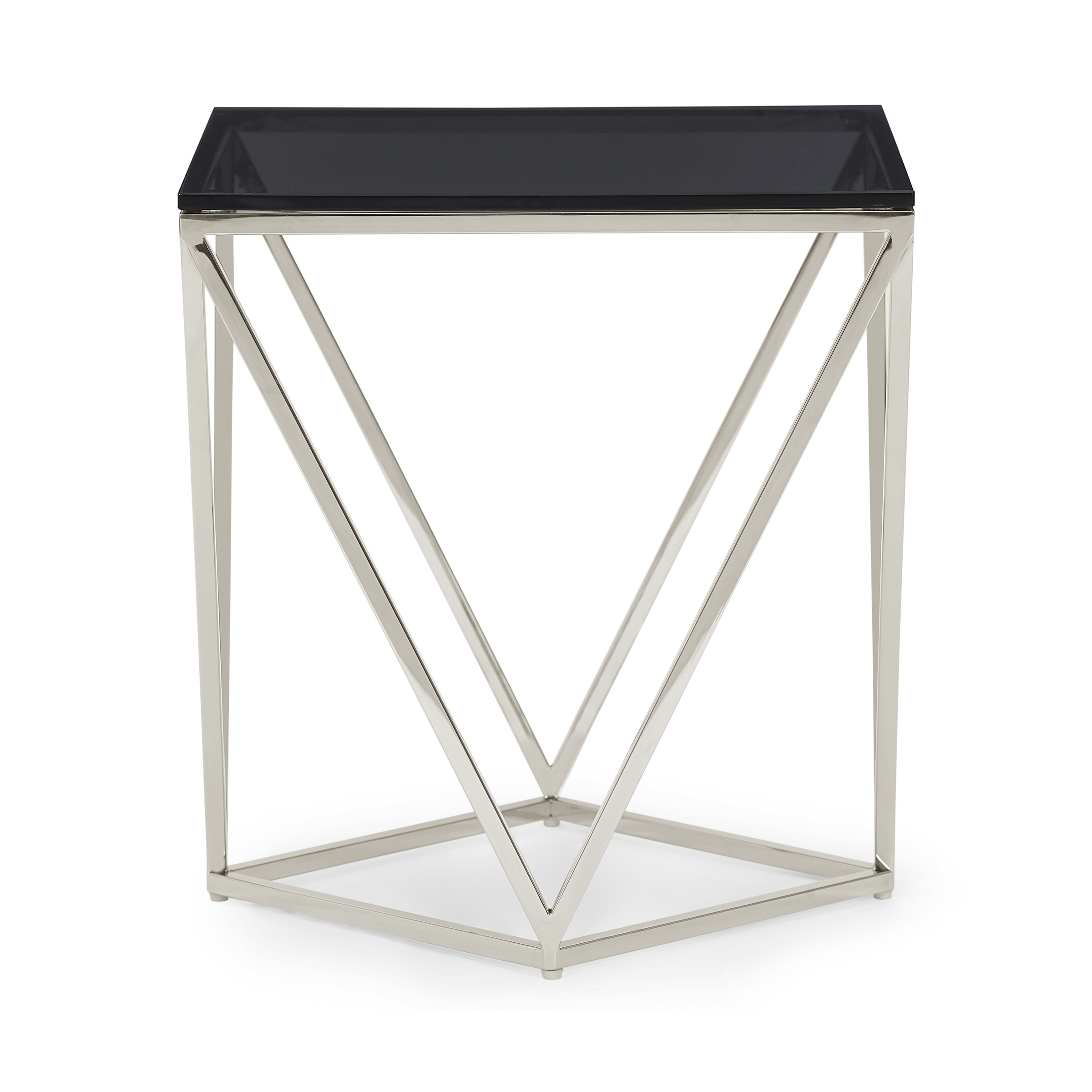 Leonique Beistelltisch »Aria Beistelltisch«, Couchtisch, quadratisch, Chrom, Rauchglas, Edelstahlgestell, 51x51x56