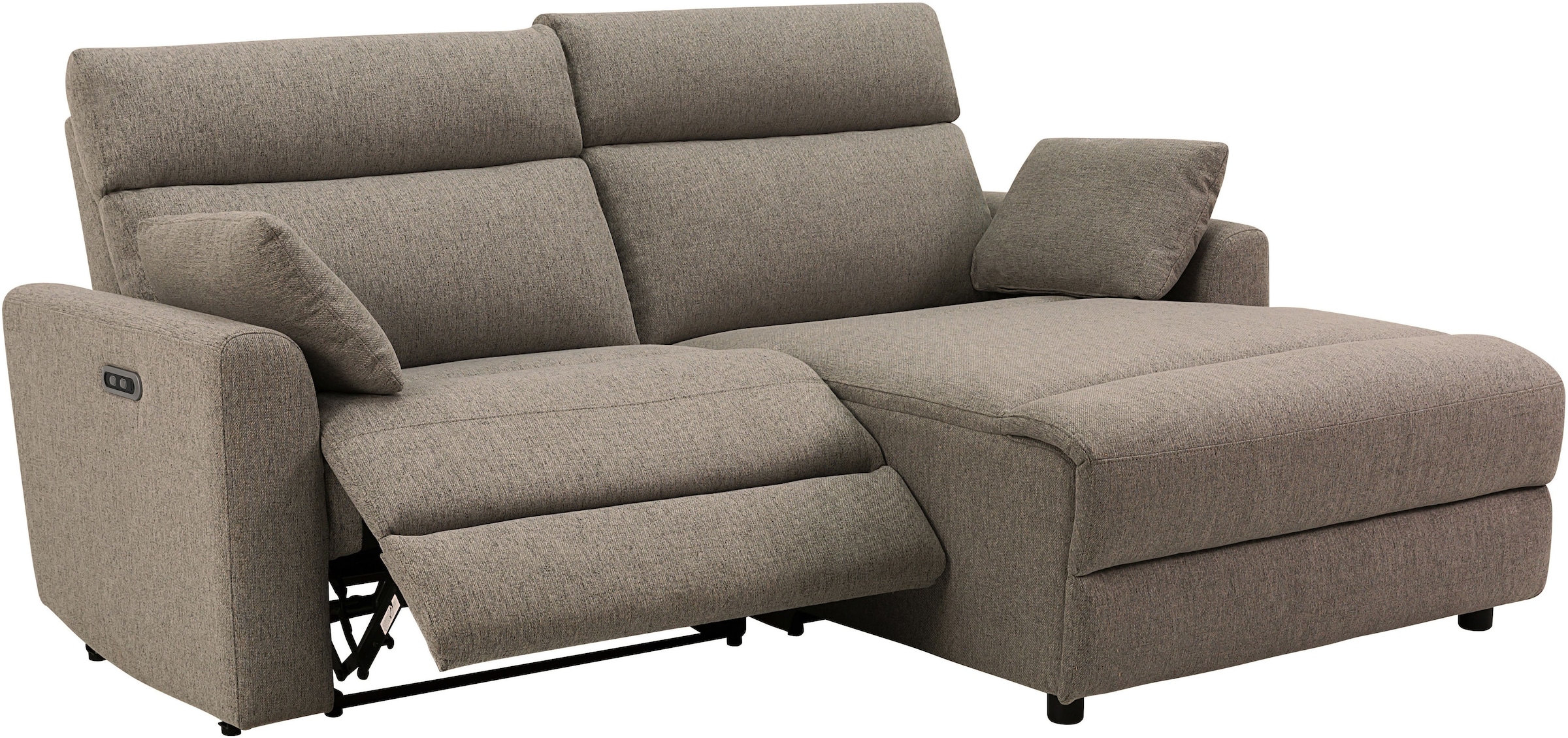 INOSIGN Ecksofa »JENNA, L-Form, 209cm, manuelle u. elektrische Funktion, mit USB A/C,«, Liegefunktion 105°-150°, Federkern, Struktur fein