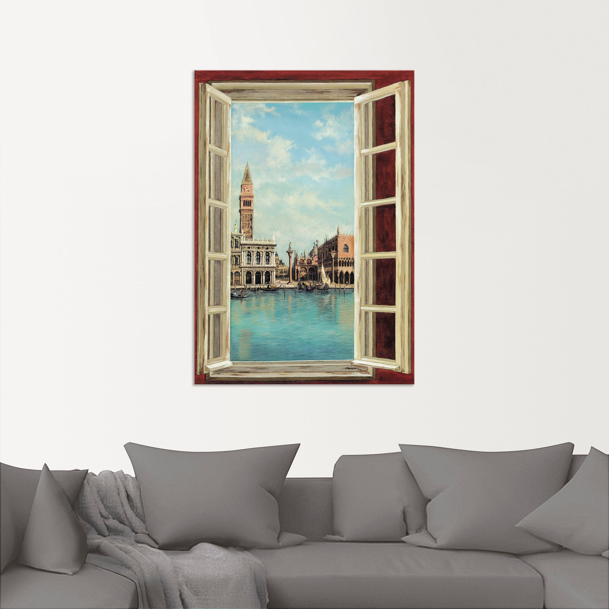 Artland Wandbild »Fenster mit Blick auf Venedig«, Fensterblick, (1 St.), als Leinwandbild, Poster, Wandaufkleber in verschied. Größen