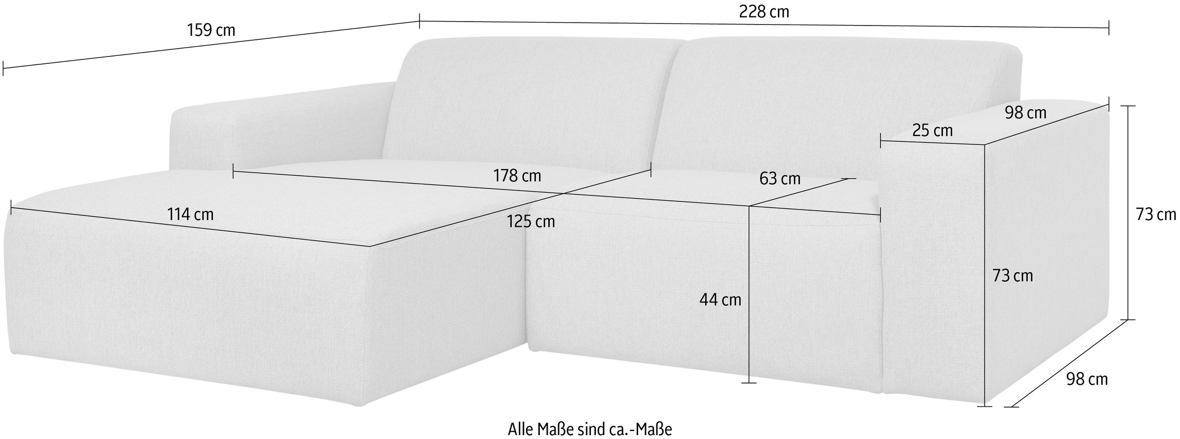 INOSIGN Ecksofa »Koa,228cm, L-Form, Modulsofa, Webstoff, Cord«, Designsofa in Cord, weicher Lounge-Sitzkomfort
