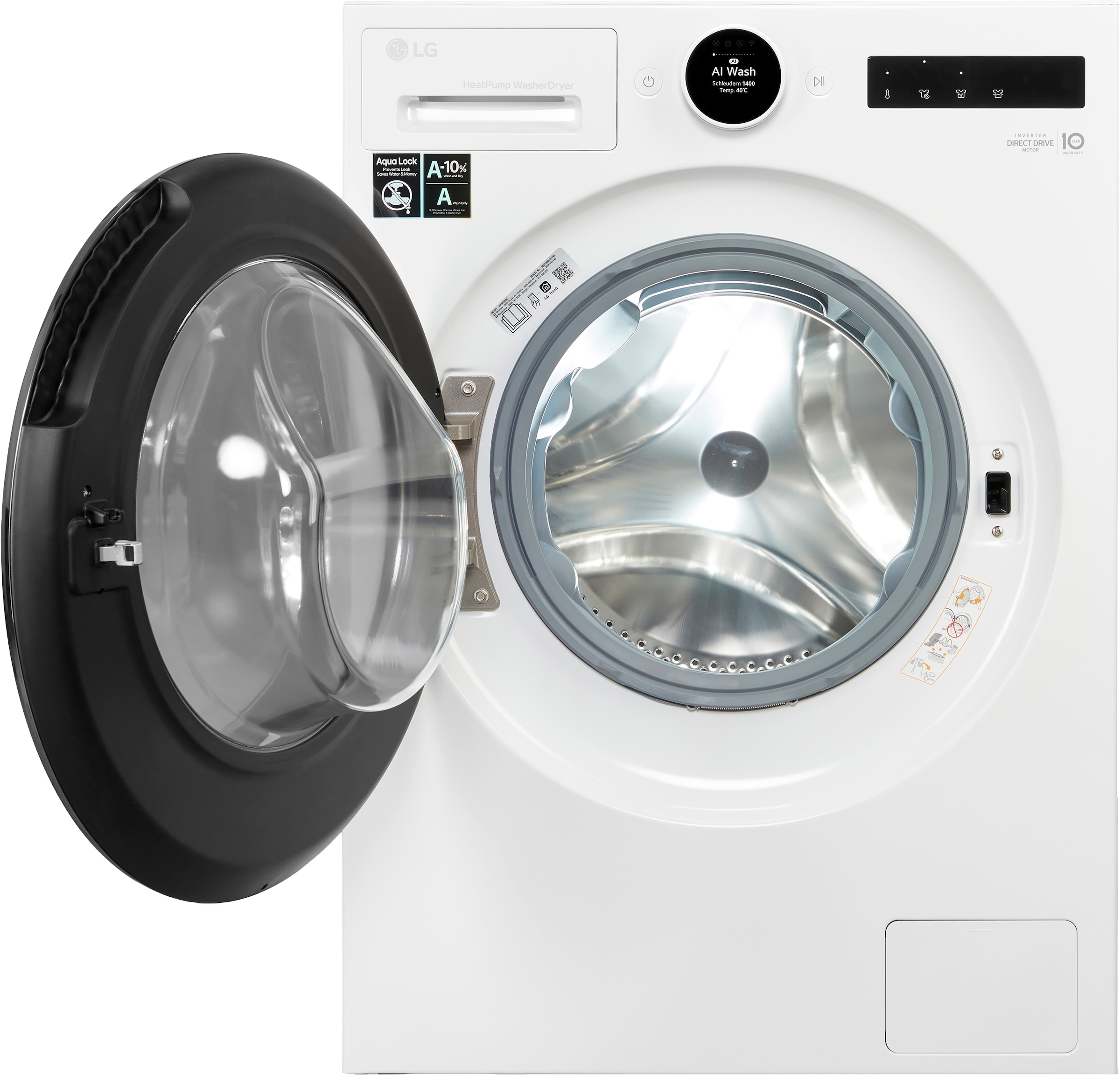LG Waschtrockner »HPWD096C« X-Serie 9 kg /6 kg 70 dB(A) Easy-Touch Drehregler, Wärmepumpe, TurboWash+Dry, AI Wash+Dry