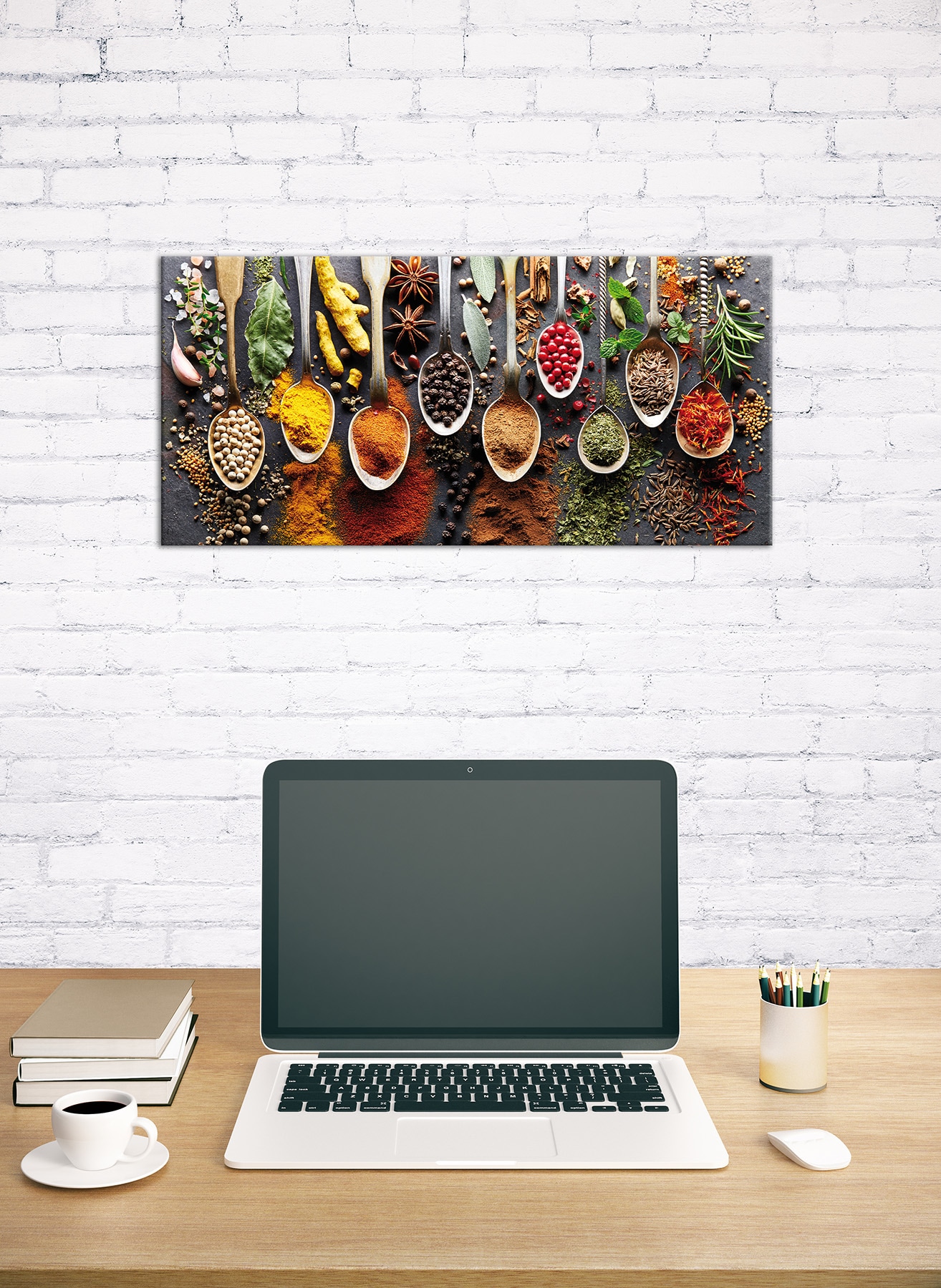 Bönninghoff Leinwandbild »Wandbild GEWÜRZE AUF LÖFFELN 33x70 cm – Leinwandbild Keilrahmen Deko« Gewürze 1 Stk. tlg. auf Keilrahmen gespannt