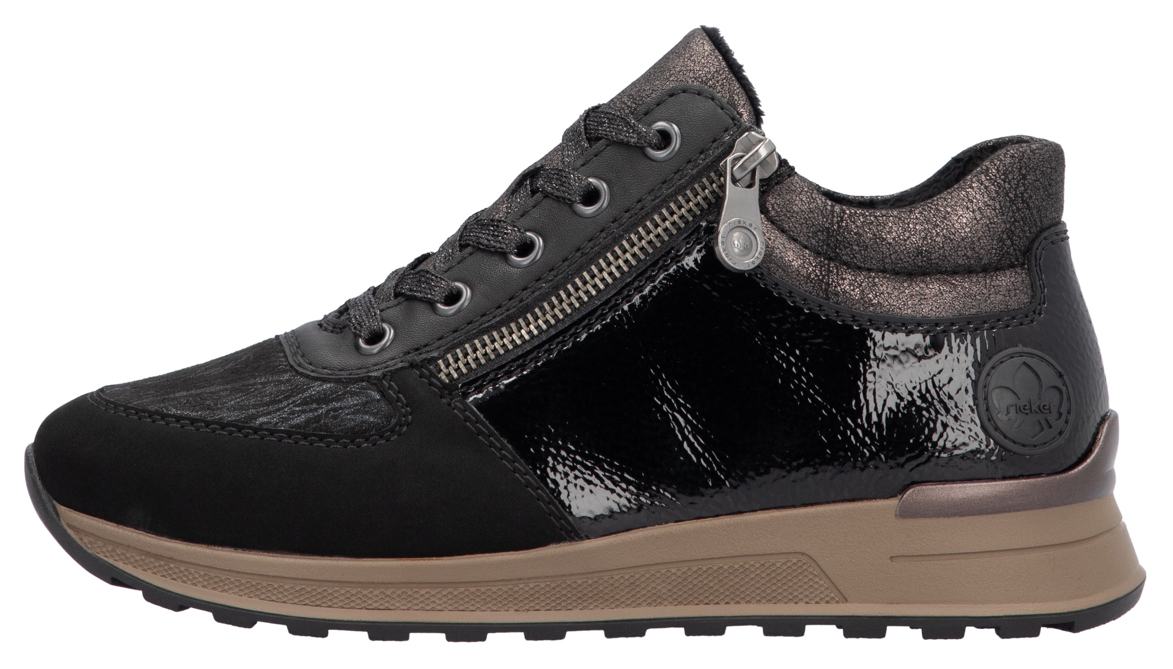 Rieker Sneaker  , Freizeitschuh, Halbschuh, Schnürschuh mit seitlichem Reißverschluss