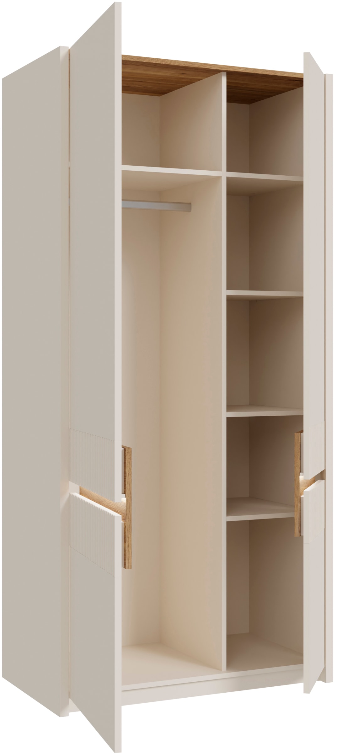 FORTE Kleiderschrank »Oak Square«, (B/H/T ca. 95,3x197,9x52 cm), Kleiderschrank, Beleuchtung, grifflos, Soft Close