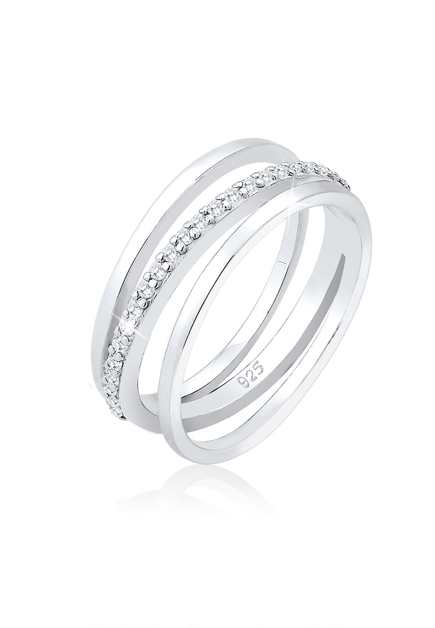 Elli Premium Fingerring »Ring Wickelring Zirkonia Weiß 925 Sterling Silber«