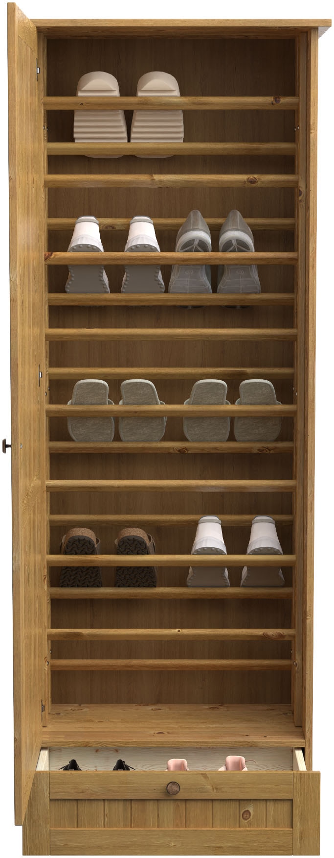 Home affaire Schuhschrank »Juventus« 1 Stk. tlg. aus massiver Kiefer, Breite  67cm , Höhe 180 cm