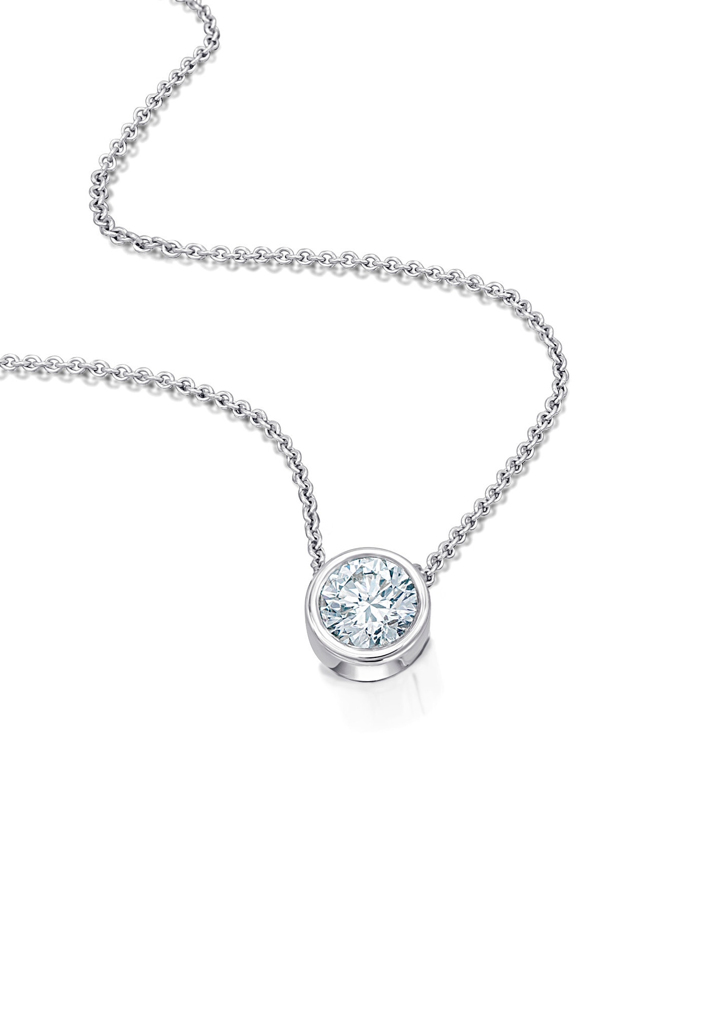 ONE ELEMENT Goldkette »0.15 ct Diamant Brillant Zarge Halskette aus 585 Weißgold  45 cm Ø 5 mm«