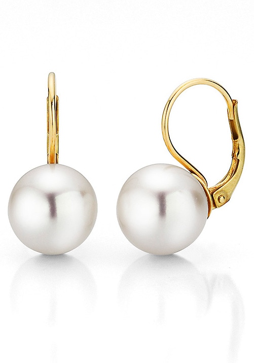 Firetti Paar Ohrhänger »Schmuck Geschenk Gold 375 Ohrschmuck Patentbrisur Perle«, Made in Germany - mit Süßwasserzuchtperle