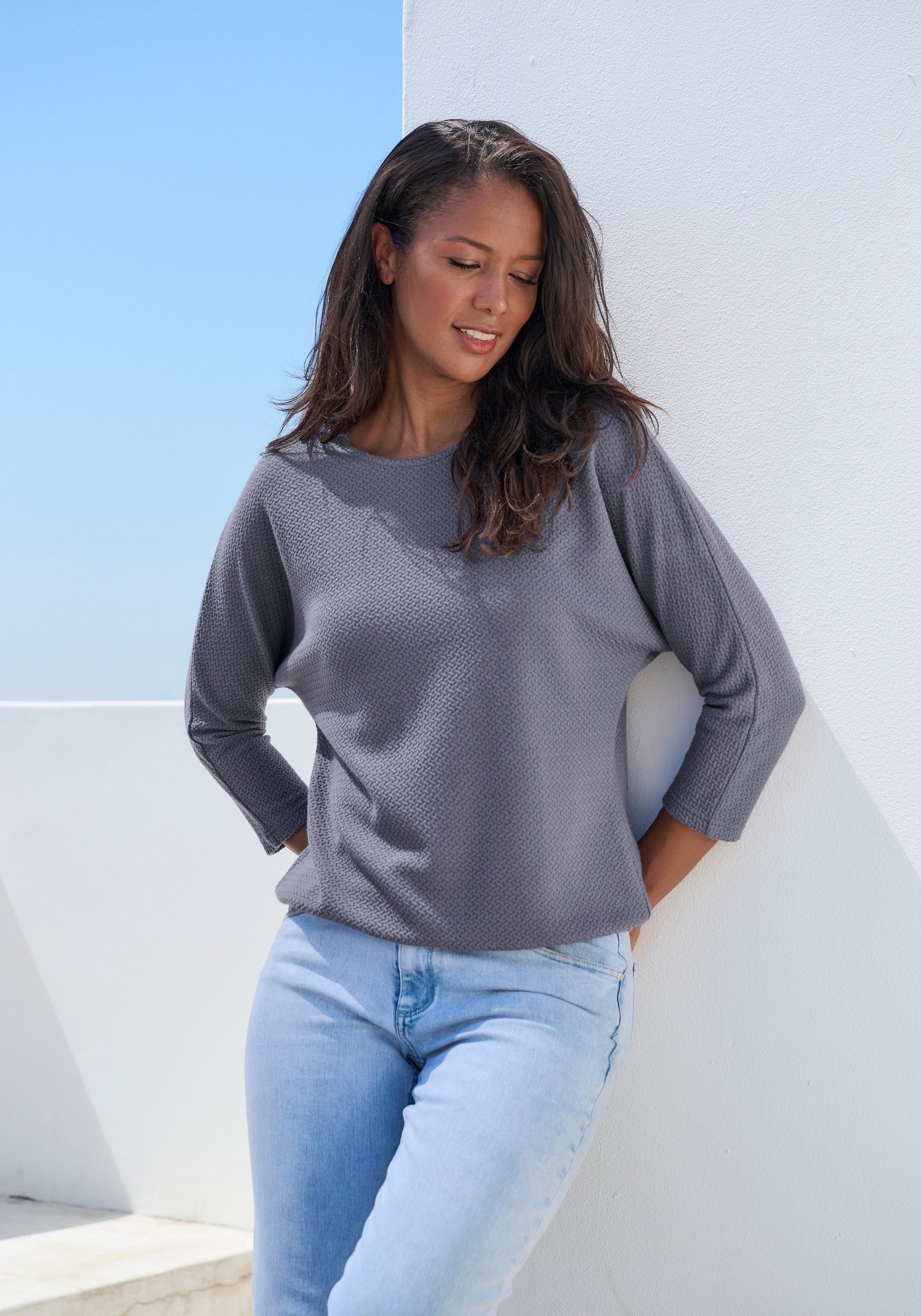 Vivance Langarmshirt »aus bügelfreier Strukturqualität«, mit Viskose