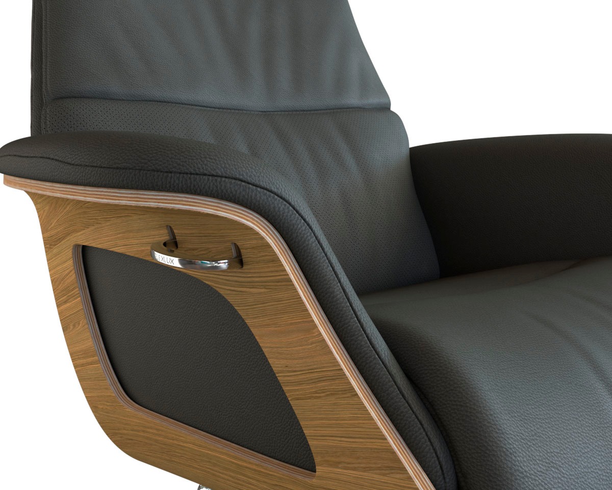 FLEXLUX Relaxsessel »Clement Rücken u. Kopfverstellung, ergonomisch, Airchannels« Rücken- & Kopfteilverstellung, Drehbar, Armlehne Eiche, Fuß Alu