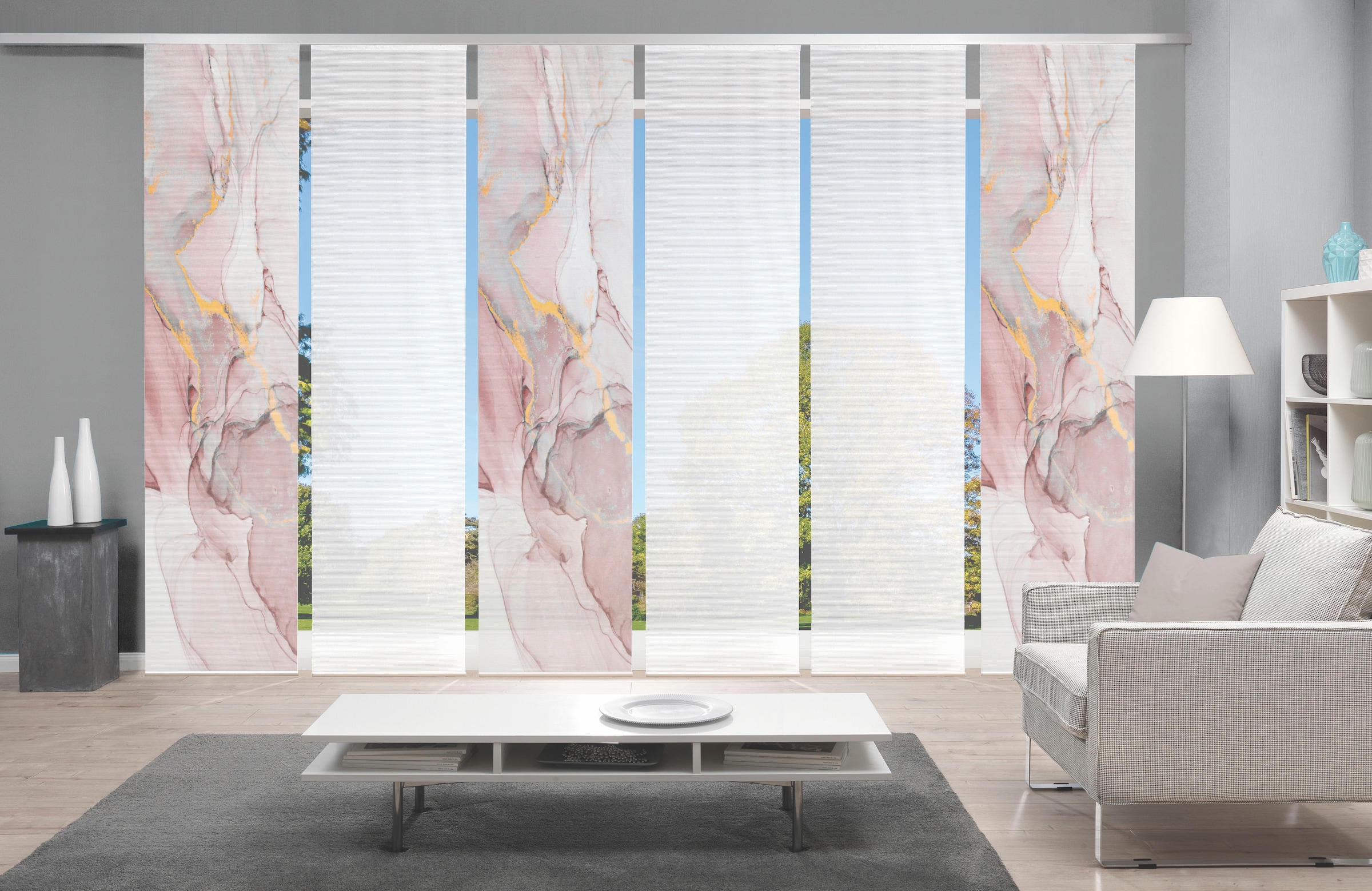 Vision S Schiebegardine »MARMOSA 6er SET« Paneelwagen 6 Stk. tlg. Bambus-Optik, Digital bedruckt