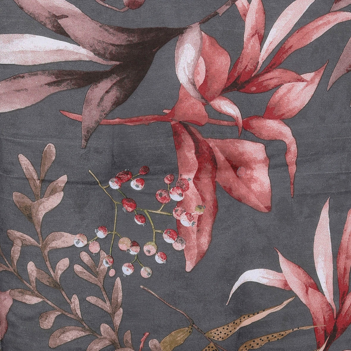 GO-DE Sesselauflage Blätter / Beeren anthrazit - Maße BxLxH ca.: 50 cm x 108 cm x 7 cm