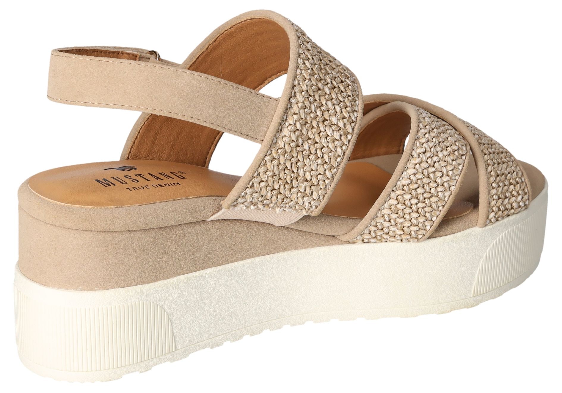 Mustang Shoes Sandalette, Sommerschuh, Sandale, Keilabsatz mit hellem Plateau