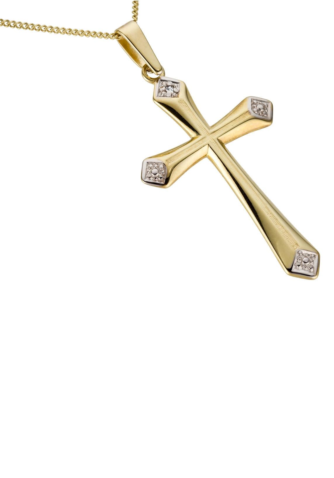 Firetti Kettenanhänger »Schmuck Geschenk Gold 333 Halsschmuck Anhänger für Halskette Kreuz«, Made in Germany - mit Diamant