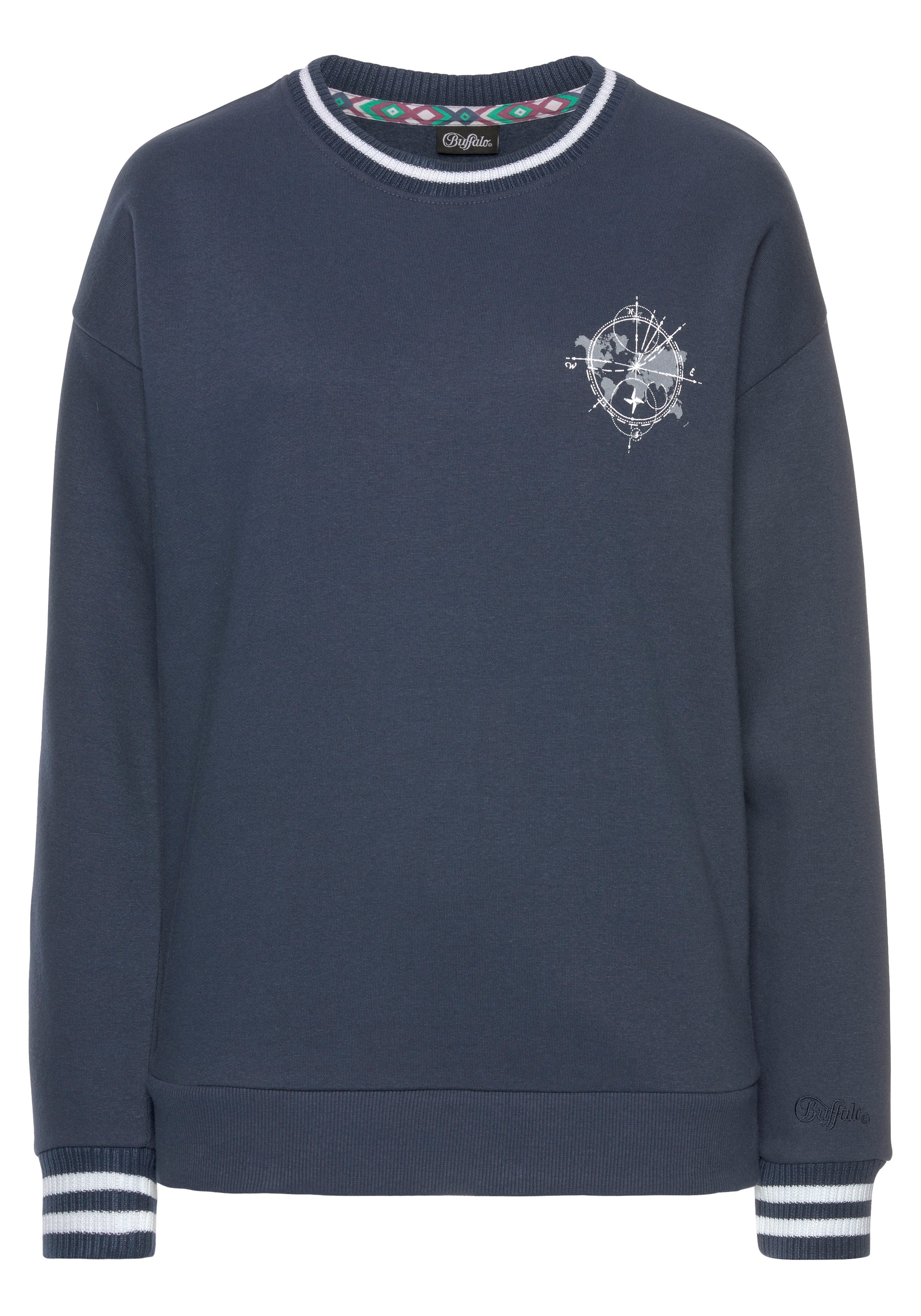Buffalo Sweatshirt, mit Kontrast-Rippbündchen und Druck, Loungeanzug