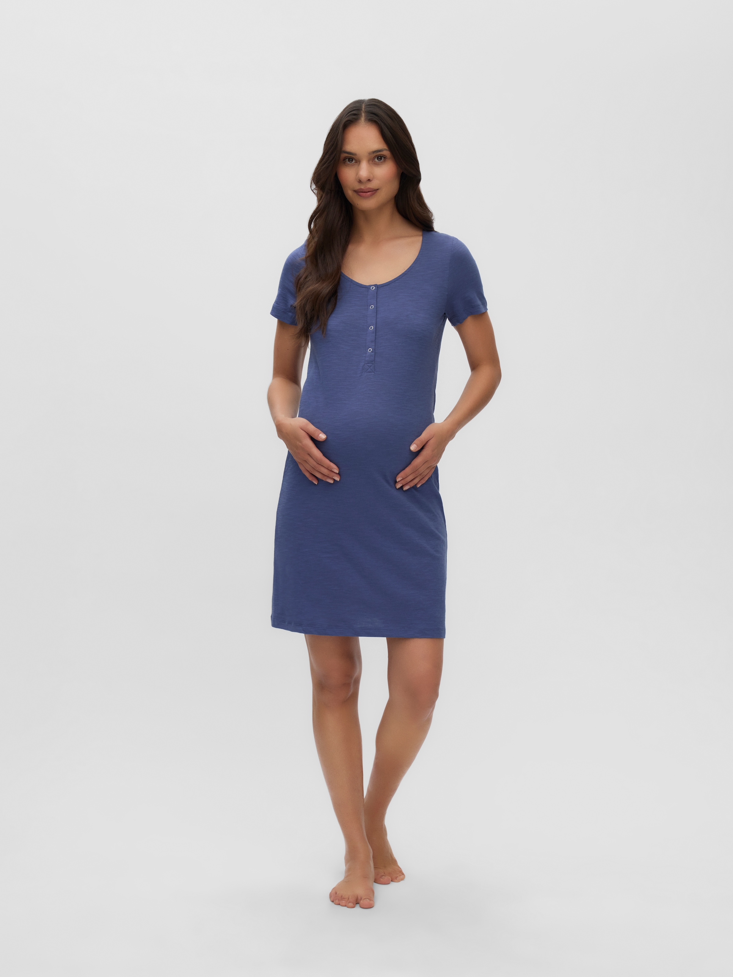 Mamalicious Umstandsnachthemd »MLMIRA SOLID JRS NIGHTGOWN 2F A. E. NOOS« aus Baumwolle, Regular Fit, mit Rundhalsausschnitt, kniefrei