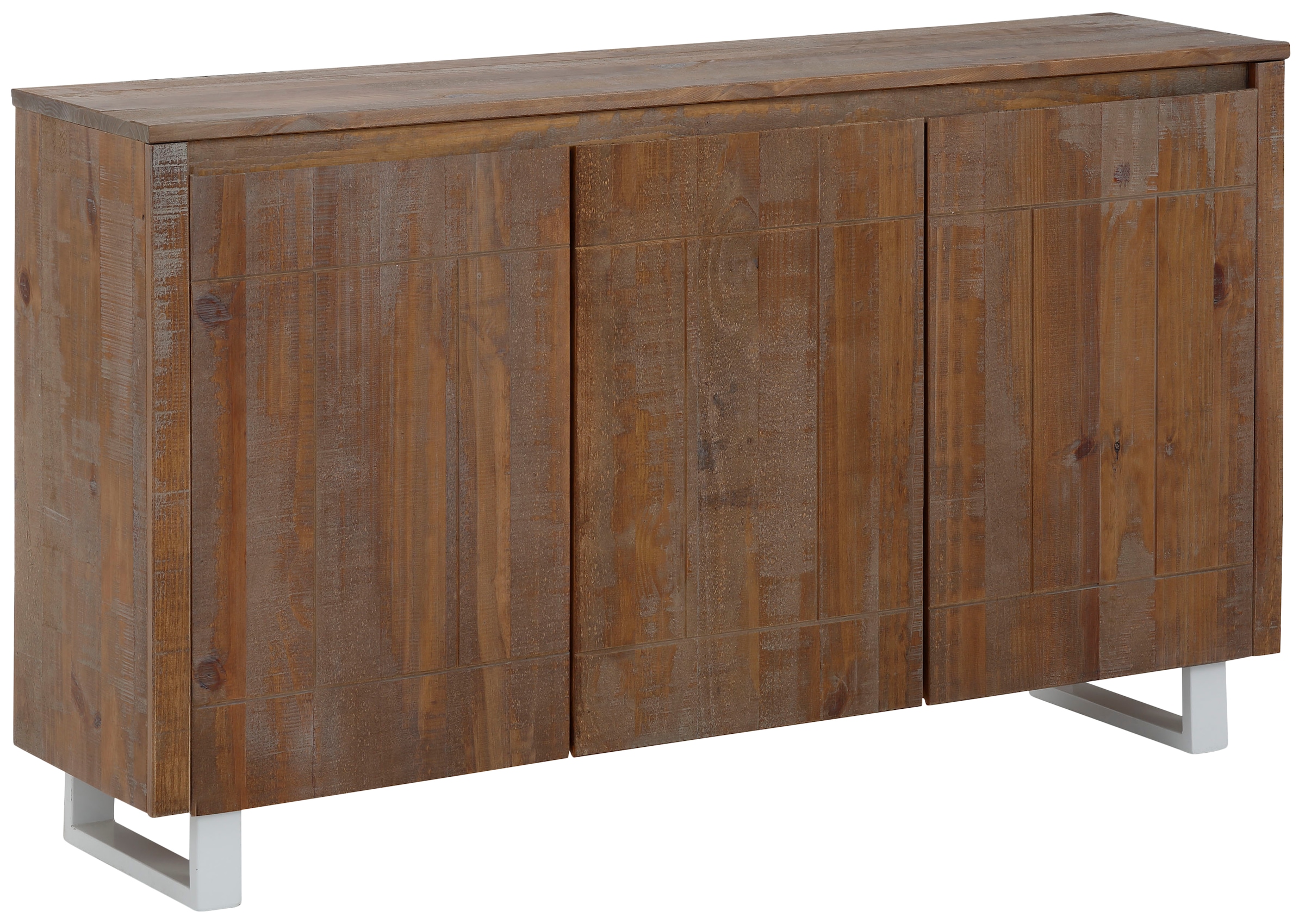 Sideboard »Lagos«, aus schönem massivem Kiefernholz, mit weiß lackiertem Beingestell