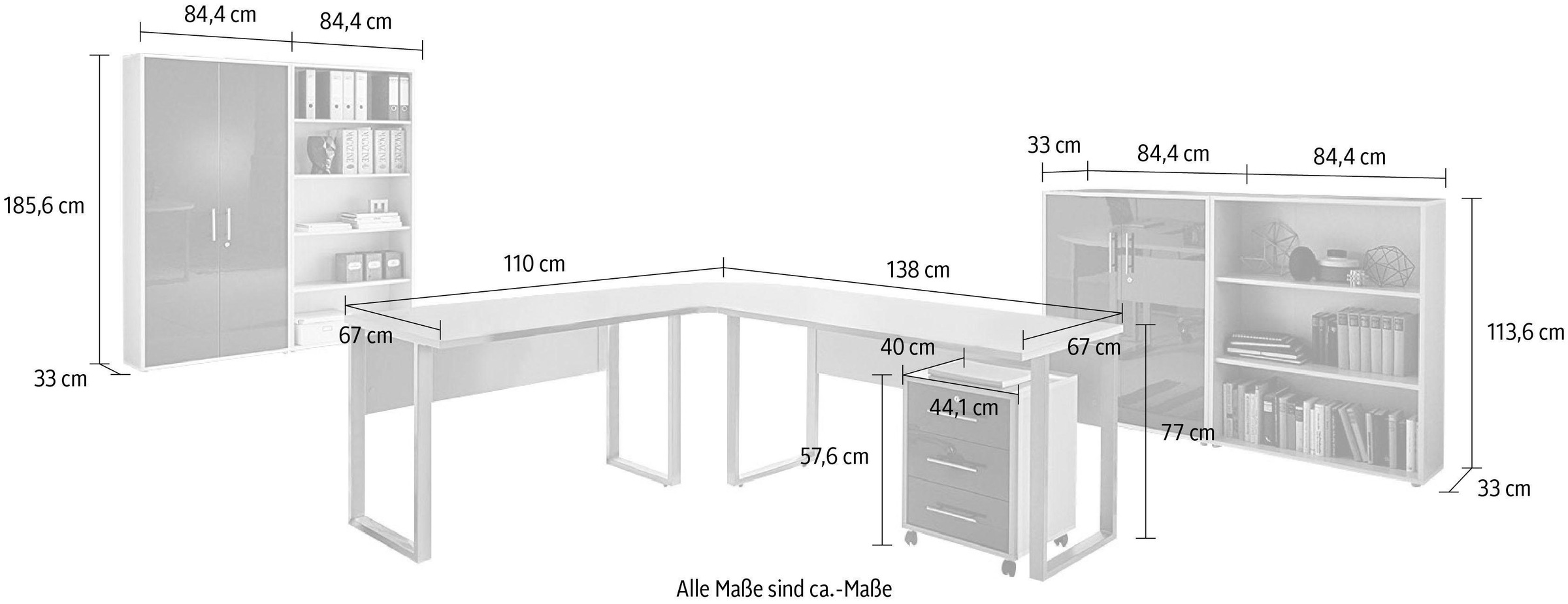 BMG Möbel Büromöbel-Set »Tabor Office 1«, (Set, 8 tlg.)