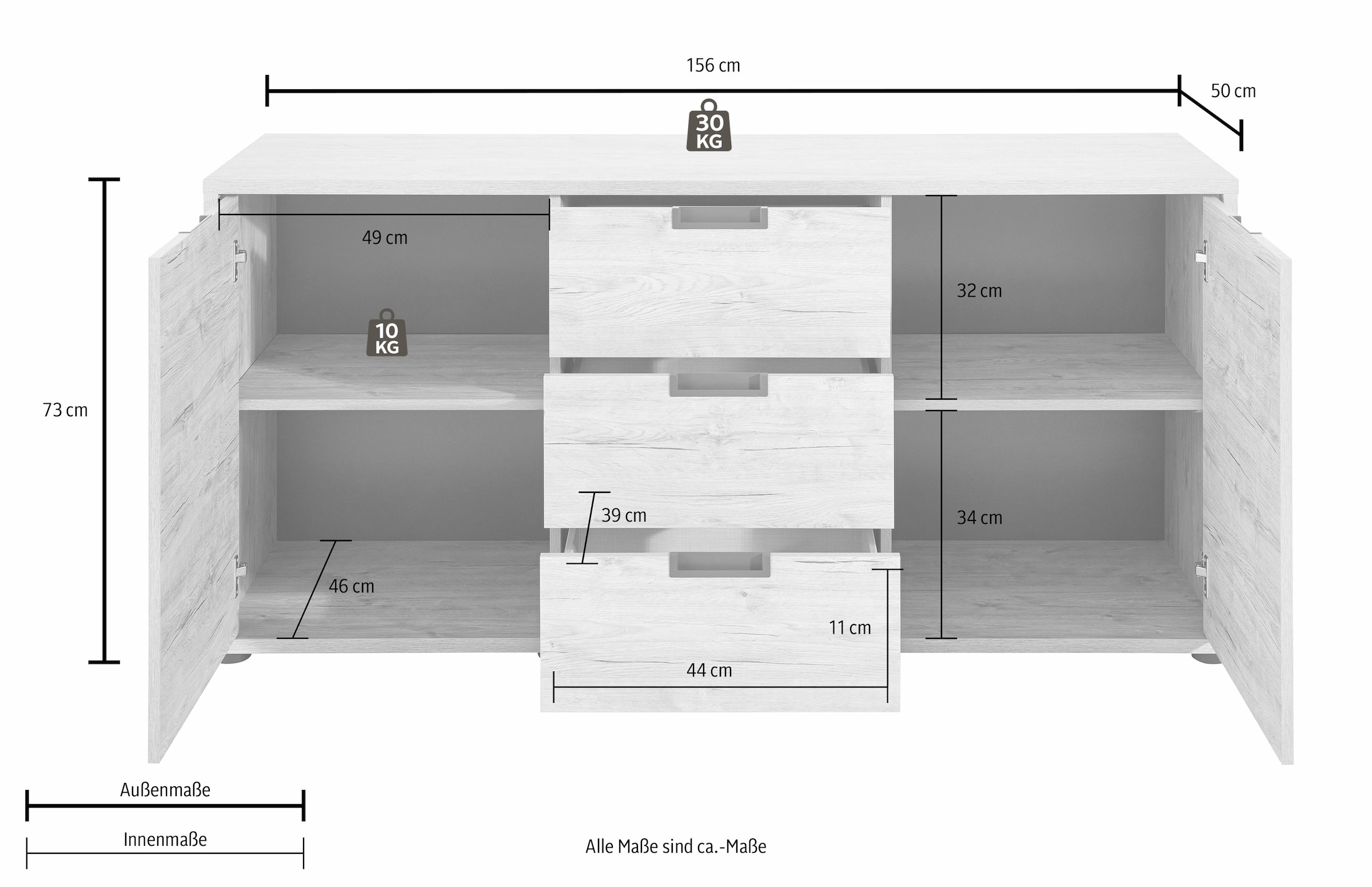 INOSIGN Sideboard »Palma«, Breite 156 cm