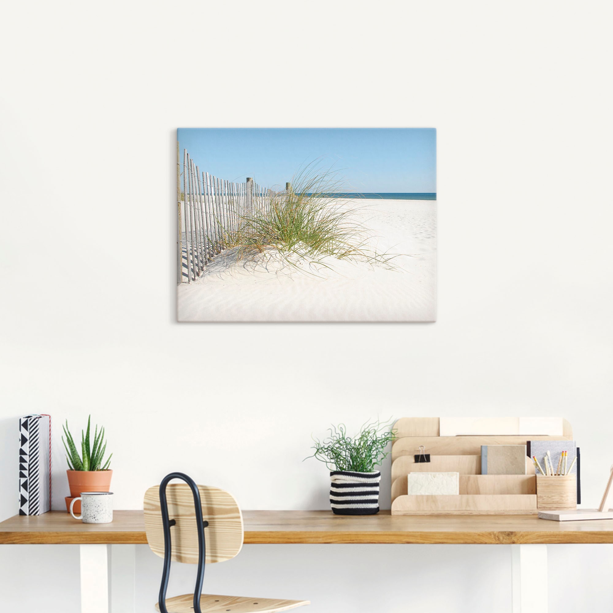 Artland Wandbild »Schöne Sanddüne mit Gräsern und Zaun« Strand 1 Stk. tlg. als Leinwandbild, Poster in verschied. Größen