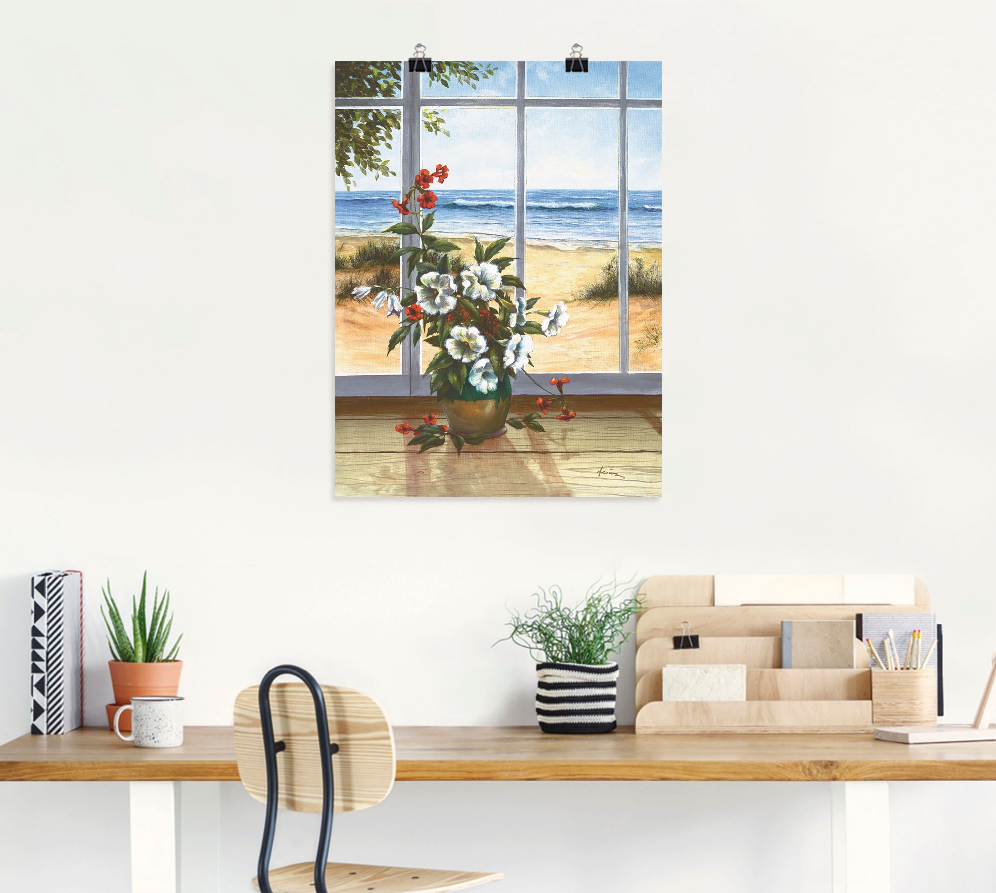 Artland Wandbild »Meerblick« Fensterblick 1 Stk. tlg. als Leinwandbild, Poster in verschied. Größen