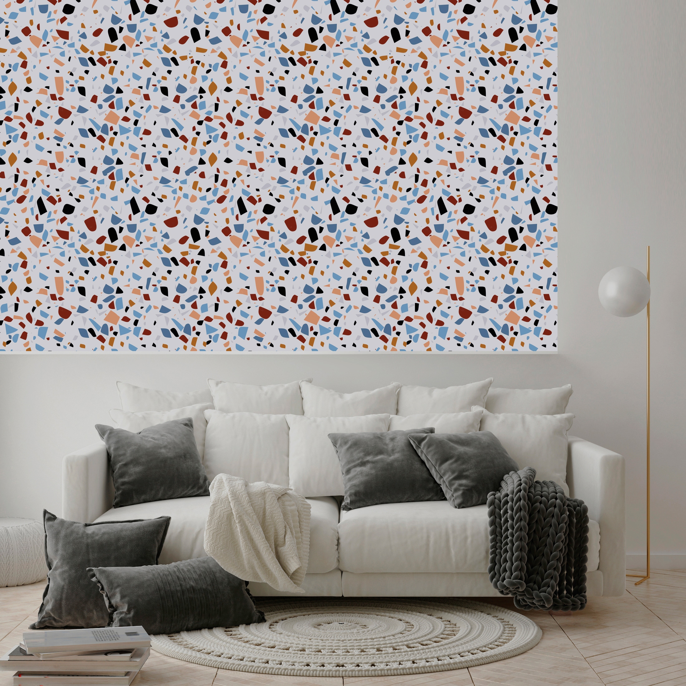 queence Vinyltapete »Dana«, bedruckt-Motiv-gemustert-3D-Optik-gepunktet, 90x250cm, selbstklebend, kinderleichte Anbringung, Sticker