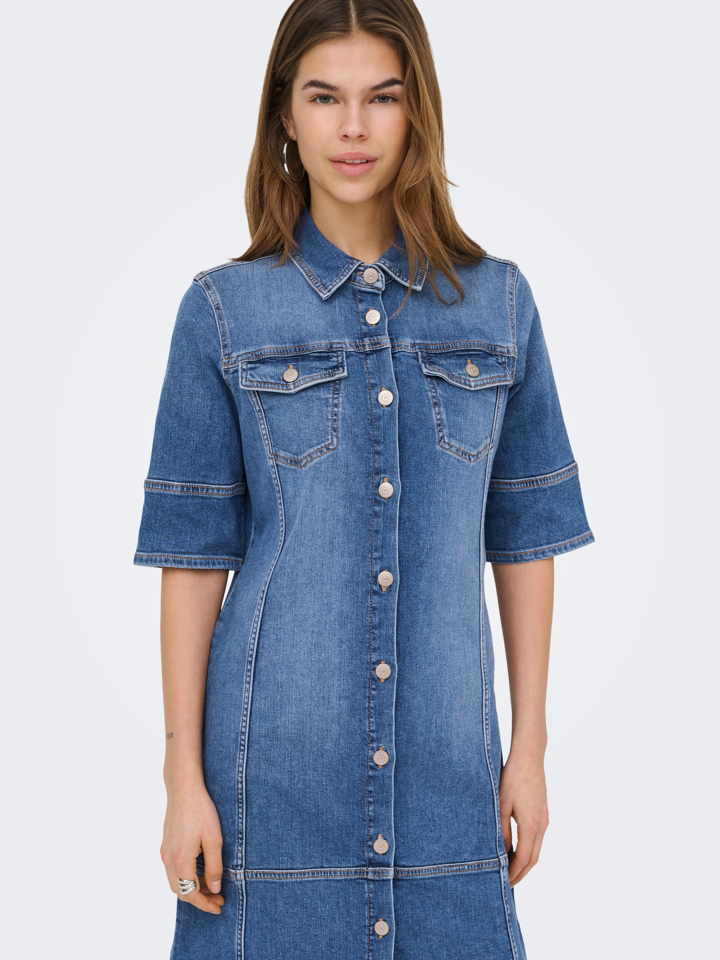 ONLY Jeanskleid »ONLKATERINA 2/4 SHORT DNM DRESS AKM« in A-Linien Form
