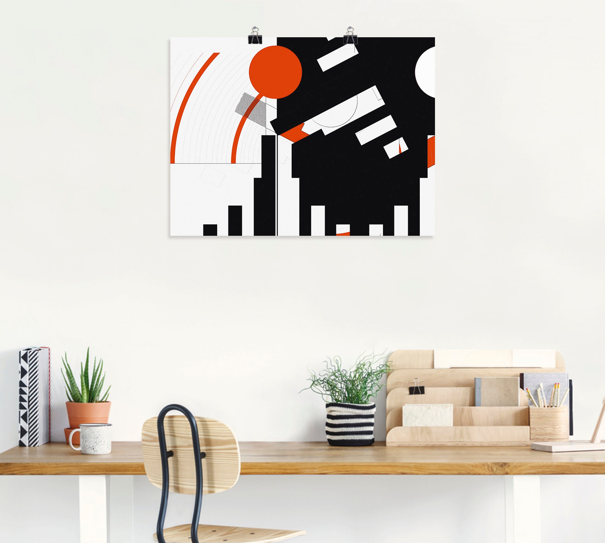 Artland Wandbild »Schwarz weiß trifft rot Version 5«, Muster, (1 St.), als Leinwandbild, Poster in verschied. Größen