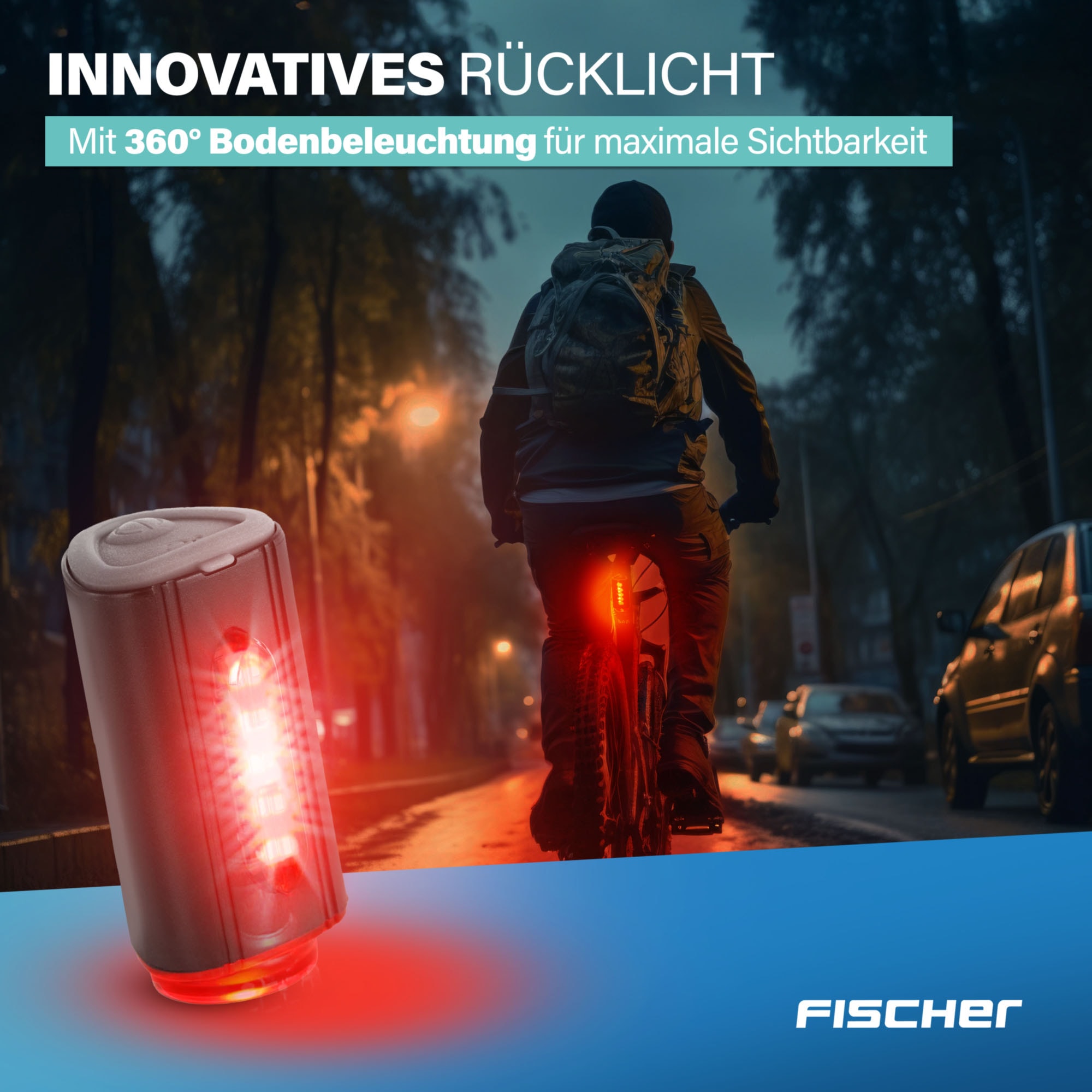 FISCHER Fahrrad Fahrradbeleuchtung »Akku-USB-LED Bel.-Set Bodenbel. 60 Lux«