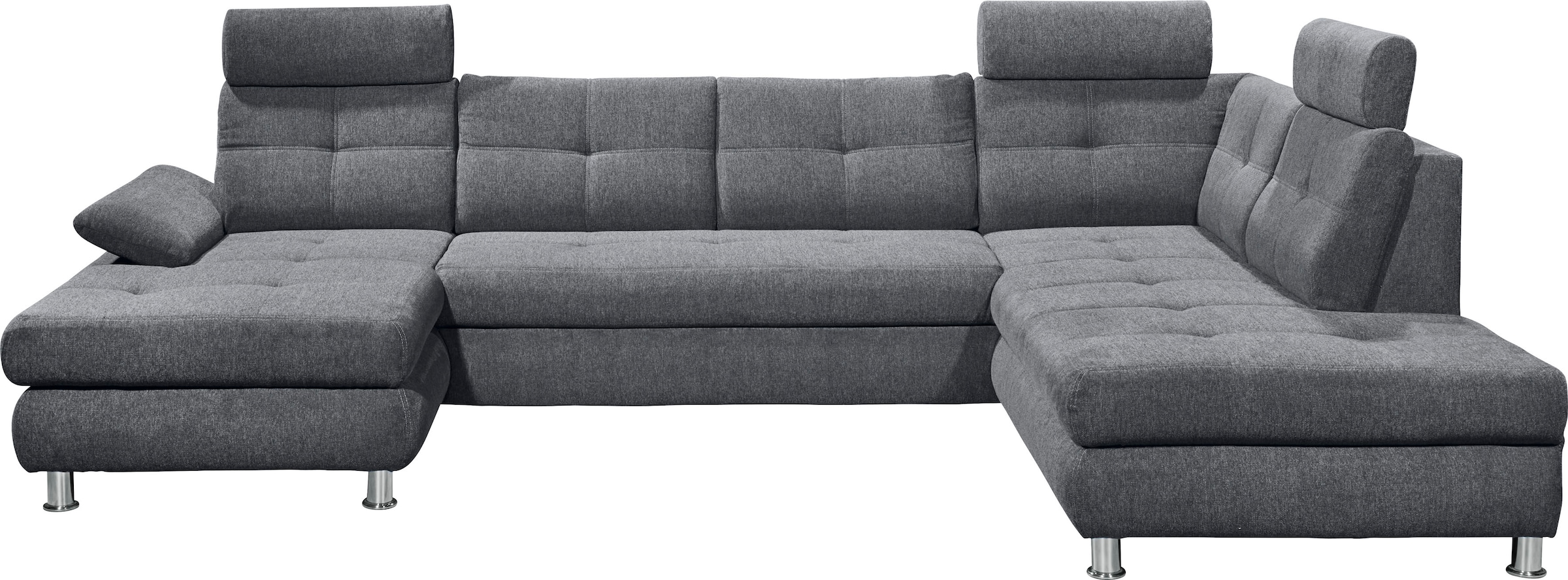 ED EXCITING DESIGN Wohnlandschaft »Alba U-Form« mit Bettfunktion, Bettkasten, Armteilverstellung & Kopfstützen