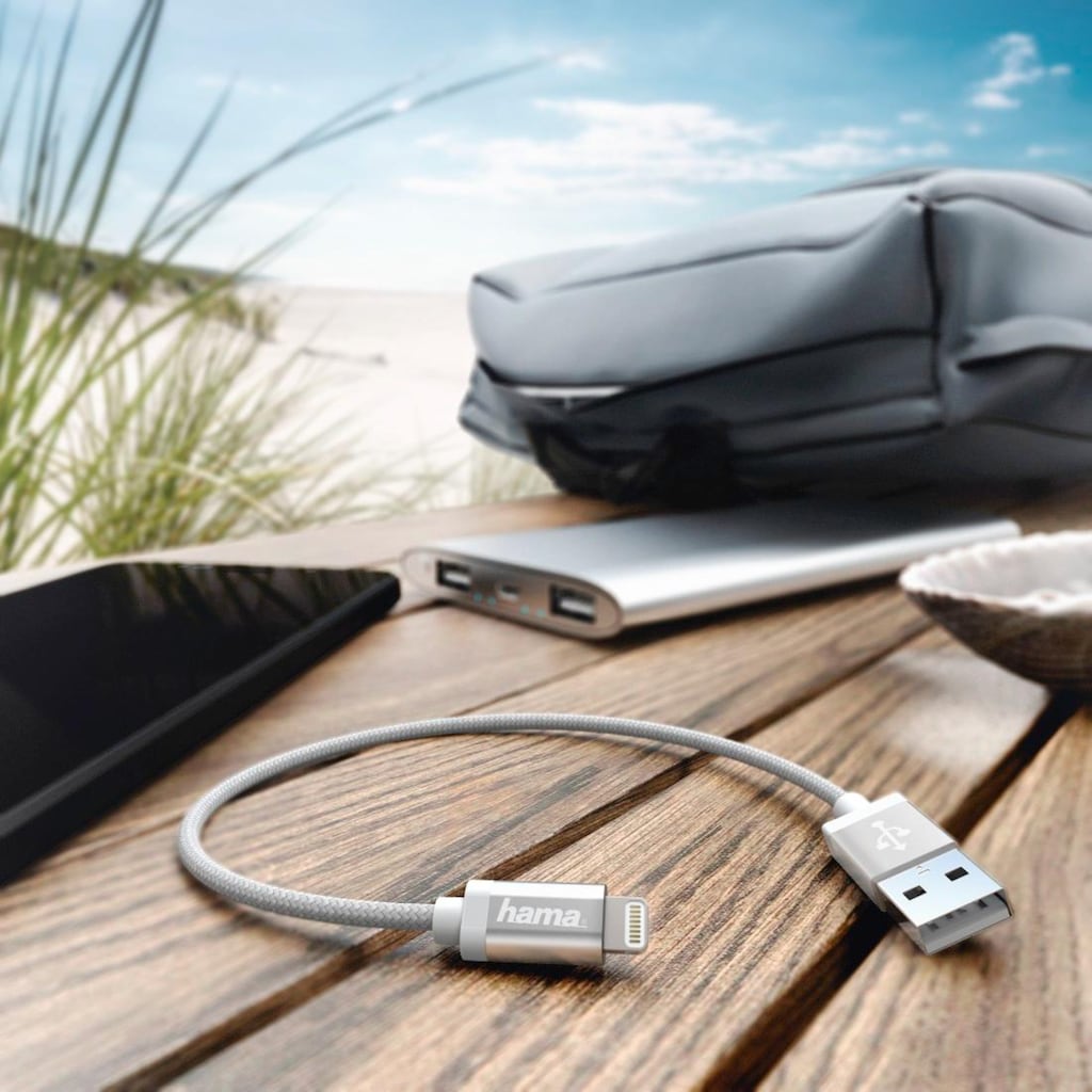 Hama USB-Kabel »Lade-/Datenkabel, Lightning, 0,2 m, Weiß, USB-Kabel«, 20 cm