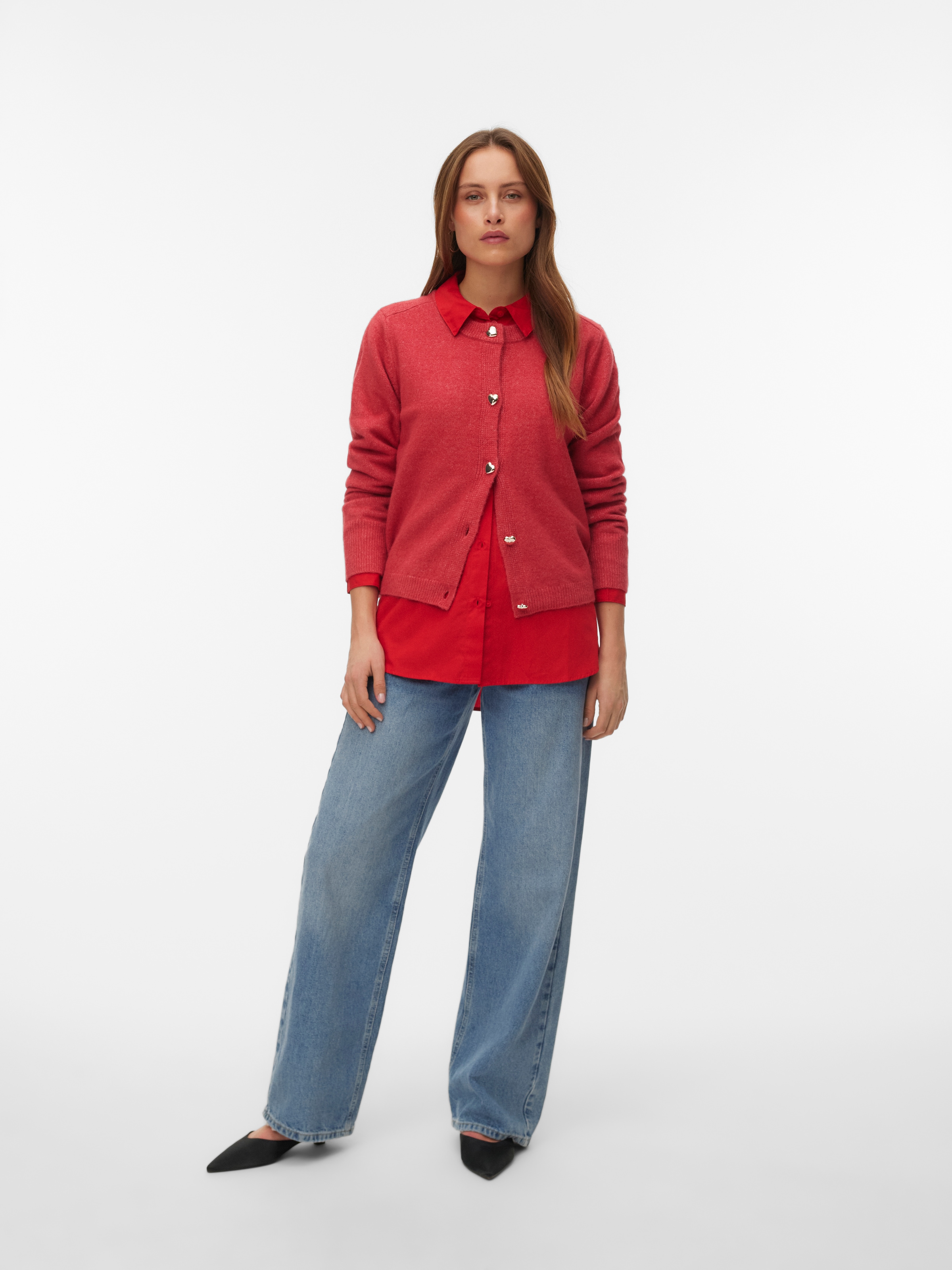 Vero Moda Strickjacke »VMFIONA LS SHORT BUTTON CARDIGAN GA BOO« mit Wolle und Stretch