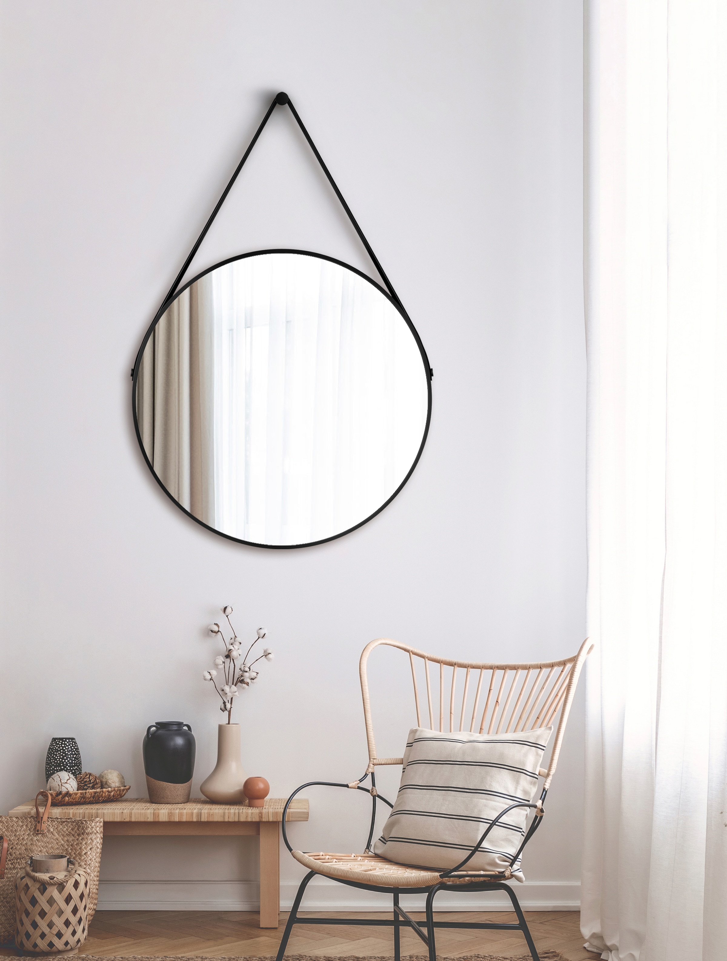 kaufen runder mit 80 3 | online Spiegel dekorativer XXL Jahren mit Talos Wandspiegel, Garantie Ø Aluminiumrahmen, cm