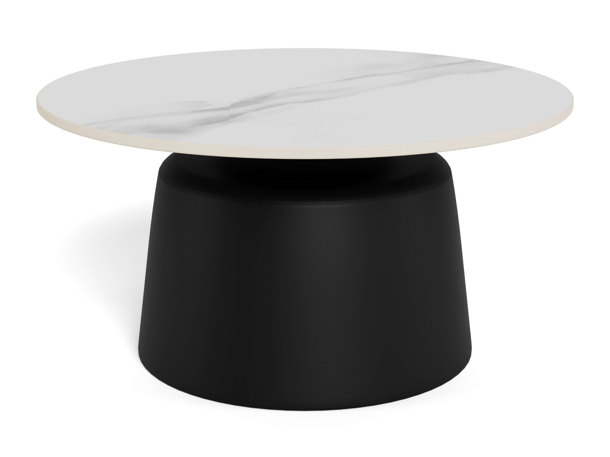 ACTONA GROUP Couchtisch »Santorini Kaffetisch - modern & stilvoll mit langlebiger Keramikplatte« Weiße Keramik, schwarzes Stahlgestell, langlebig. Ø: 70 cm