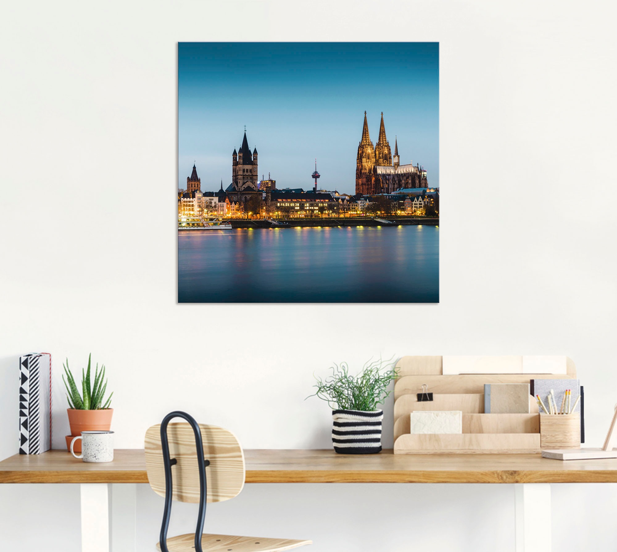 Artland Alu-Dibond-Druck »Köln Rheinpromenade«, Deutschland, (1 St.), für Innen- und Außenbereich geeignet, Outdoorbild