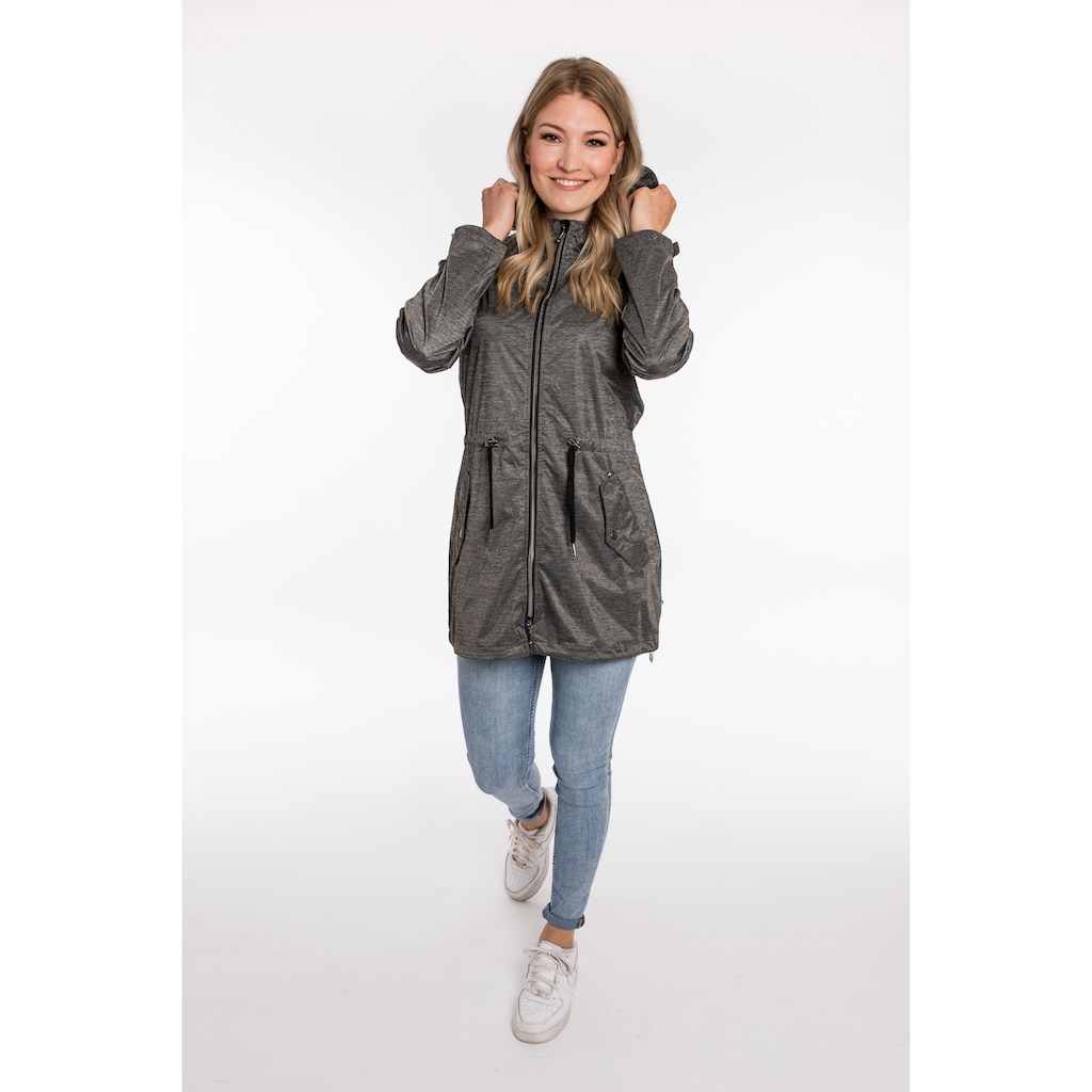 DEPROC Active Softshellparka »LORETTE PEAK WOMEN«, Softshellparka in edler Leinenoptik