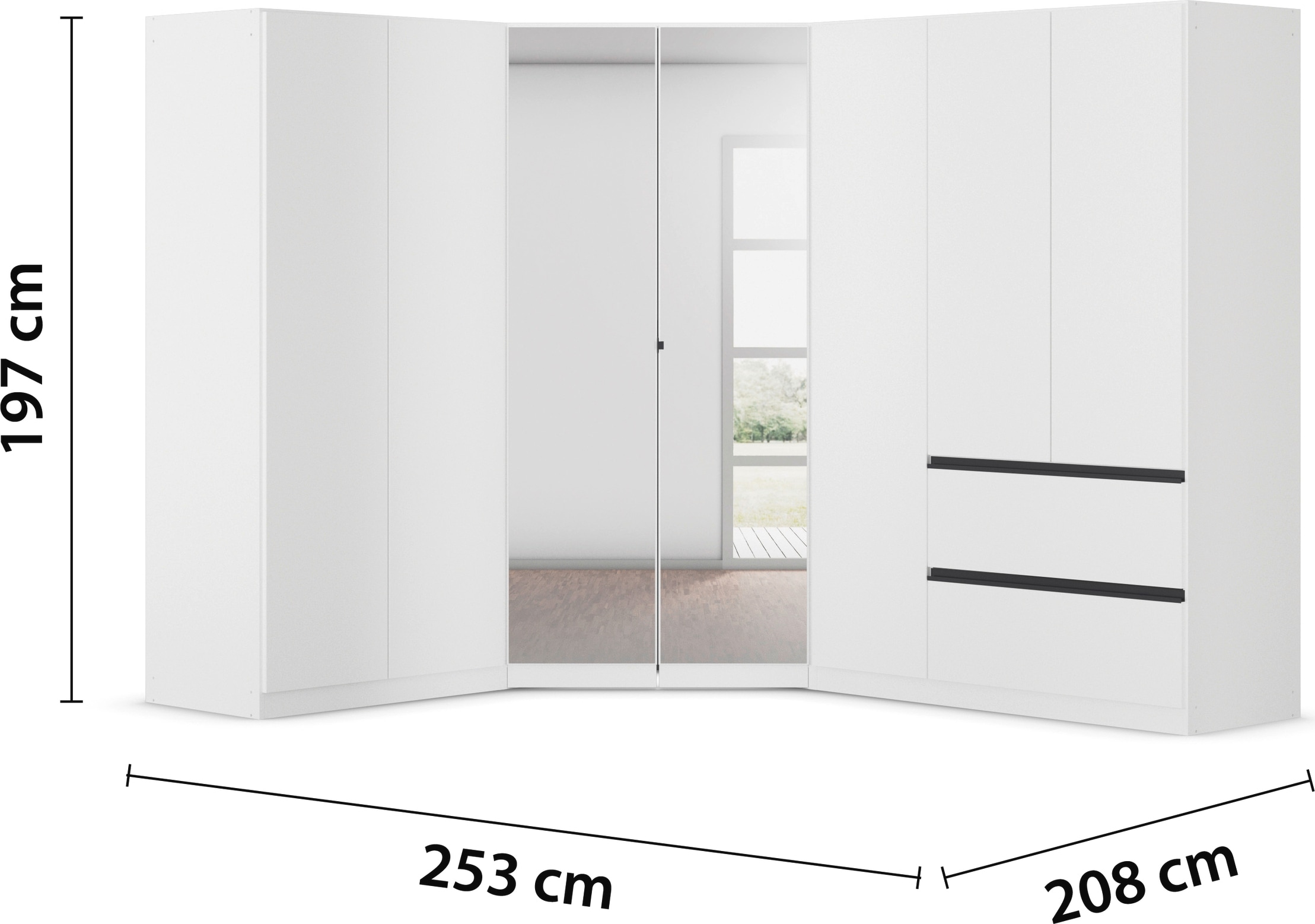 rauch Schrank-Set »Kleiderschrank Schrank Garderobe Wäscheschrank COSTA mit Spiegel«, viel Platz, grifflose Front und Push-to-Open Funktion MADE IN GERMANY